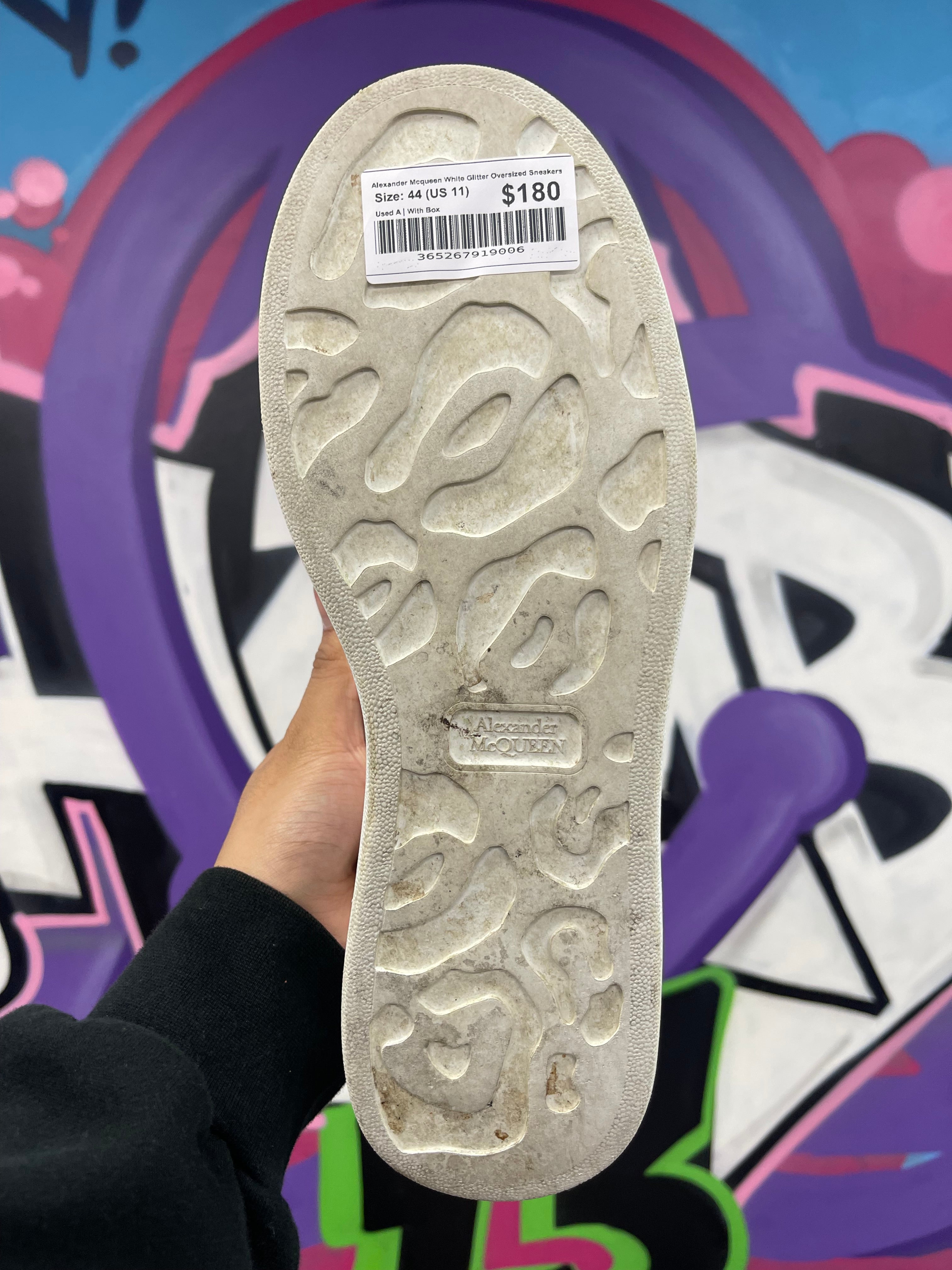 Alexander Mcqueen White Glitter Oversized Sneakers