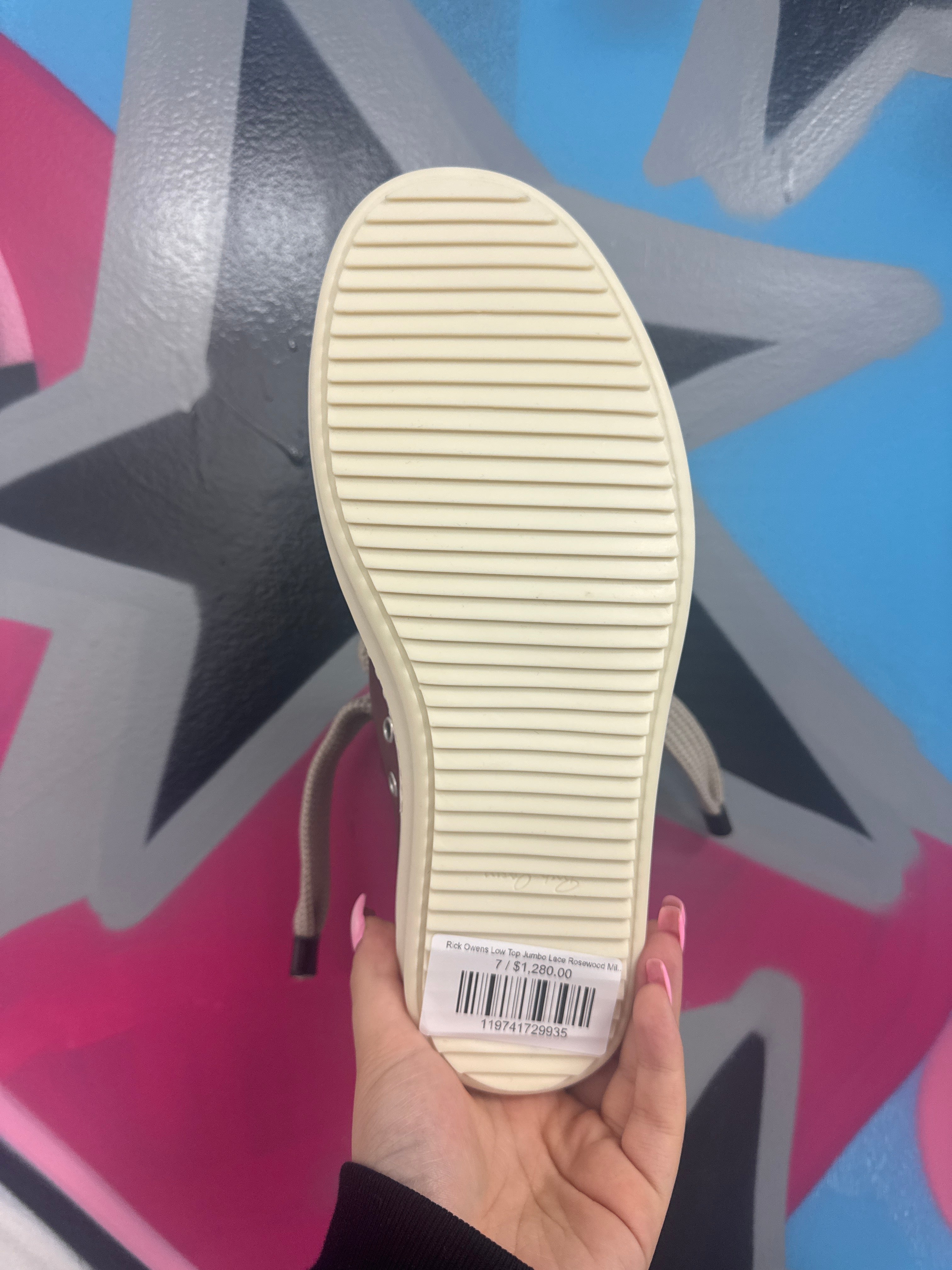 Rick Owens Low Top Jumbo Lace Rosewood Milk New With Box