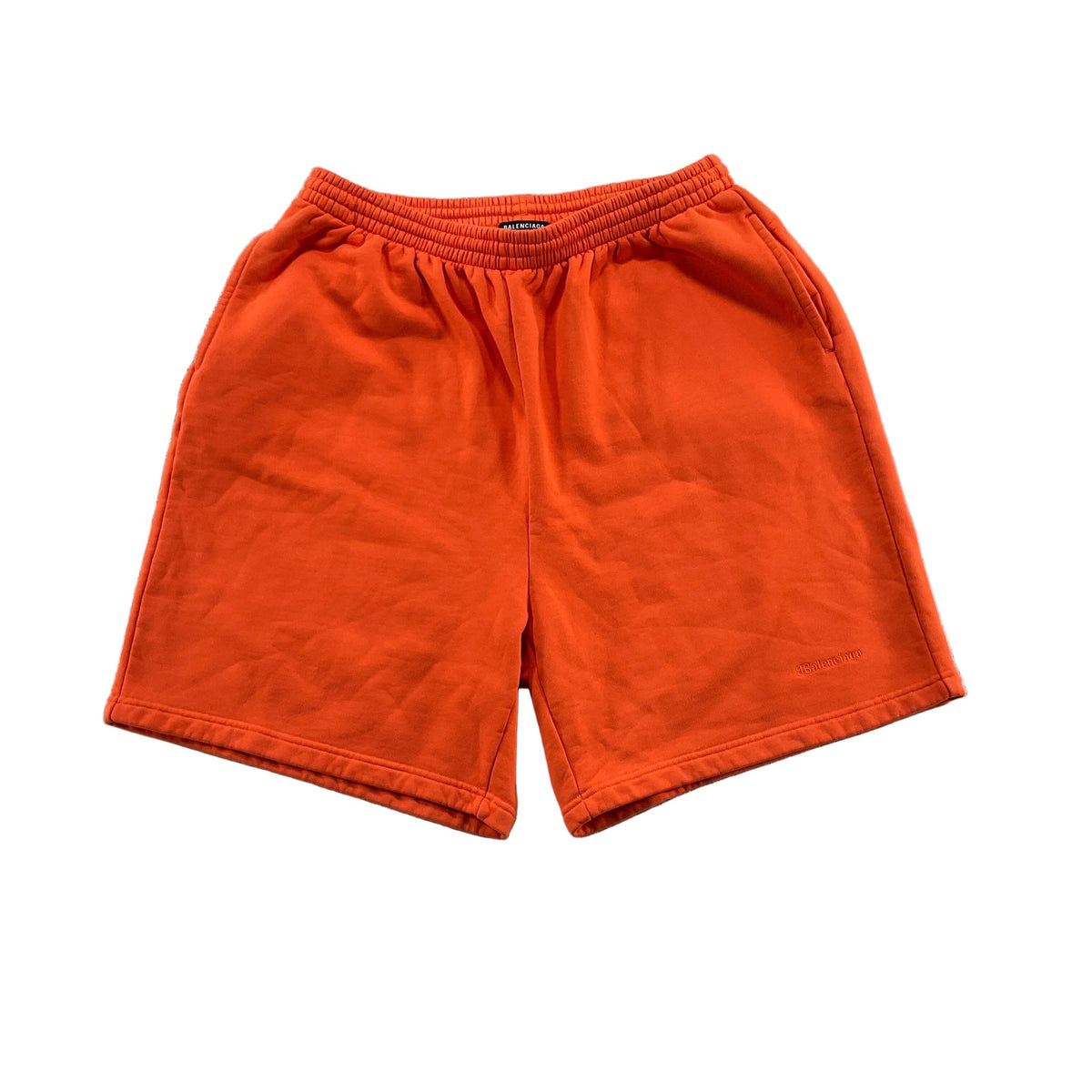 Balenciaga Orange Embroidered Logo Sweat Shorts