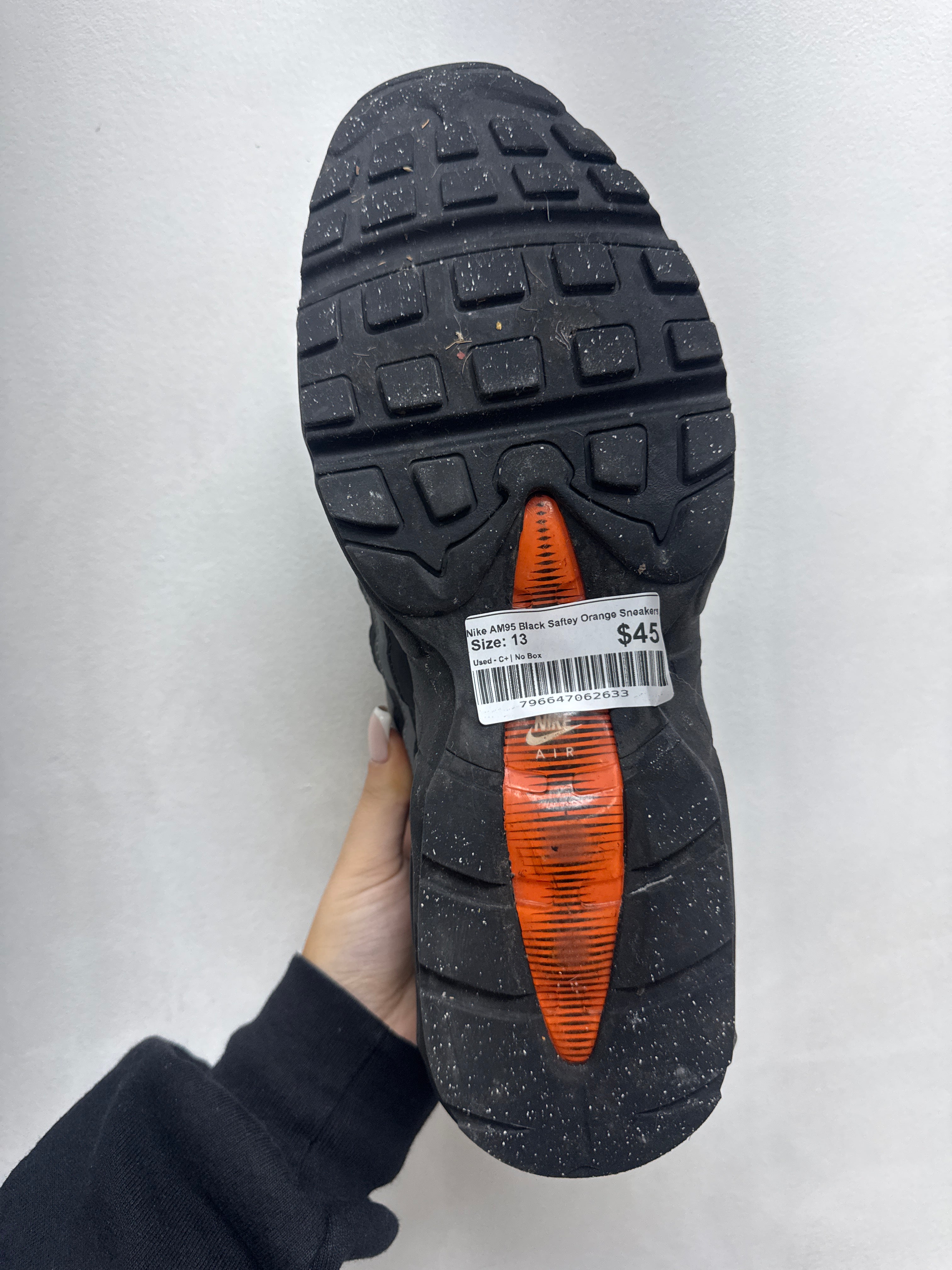 Nike AM95 Black Saftey Orange Sneakers