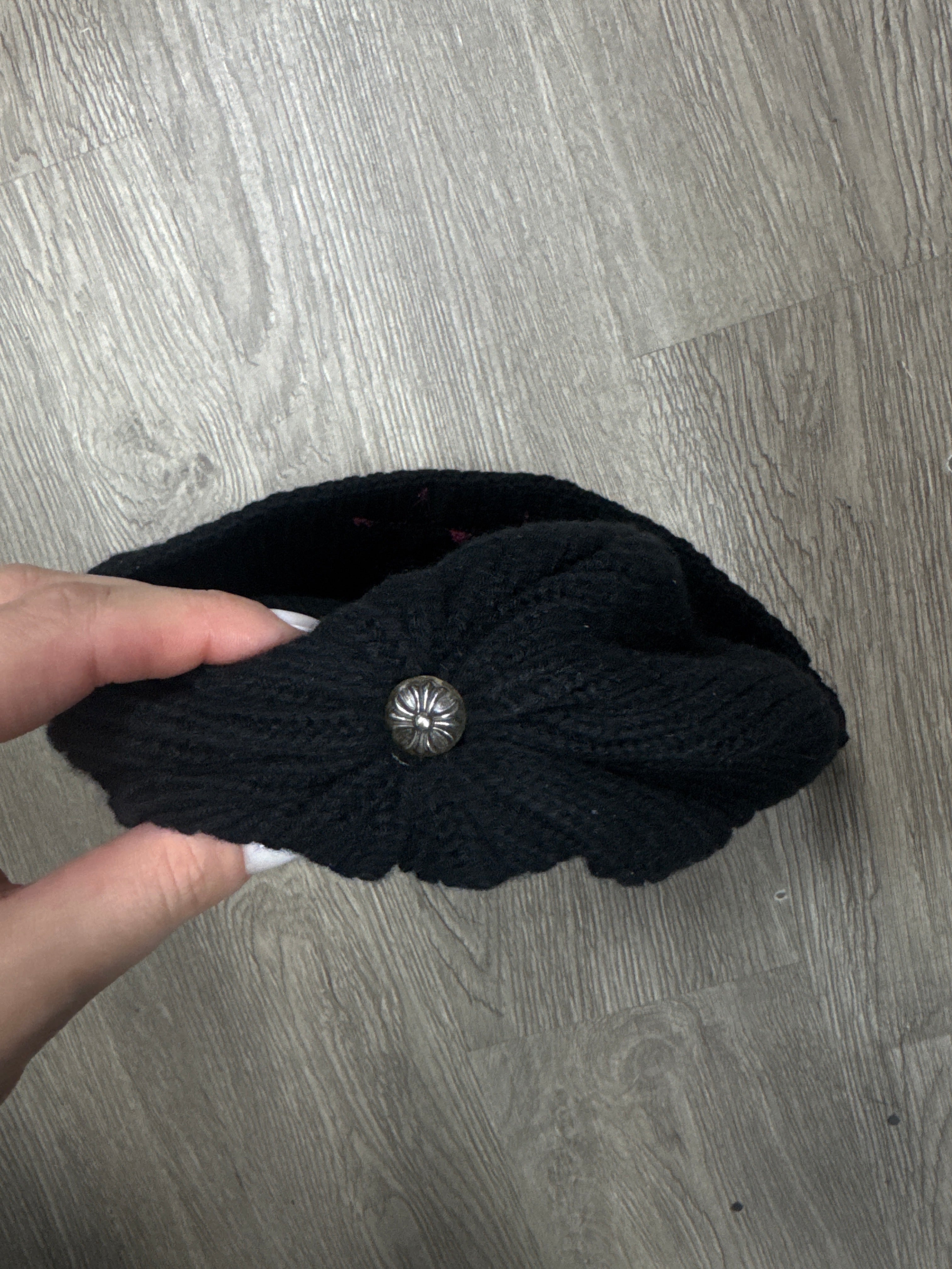 Chrome Hearts Black Red Cashmere Patch Beanie
