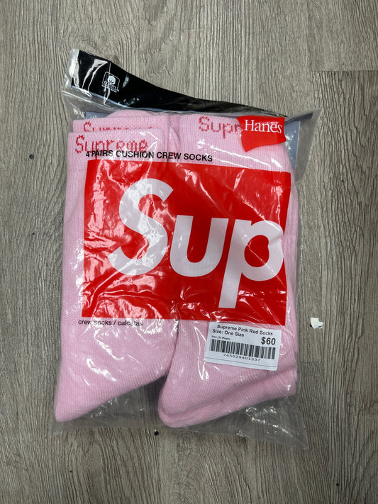 Supreme Pink Red Socks