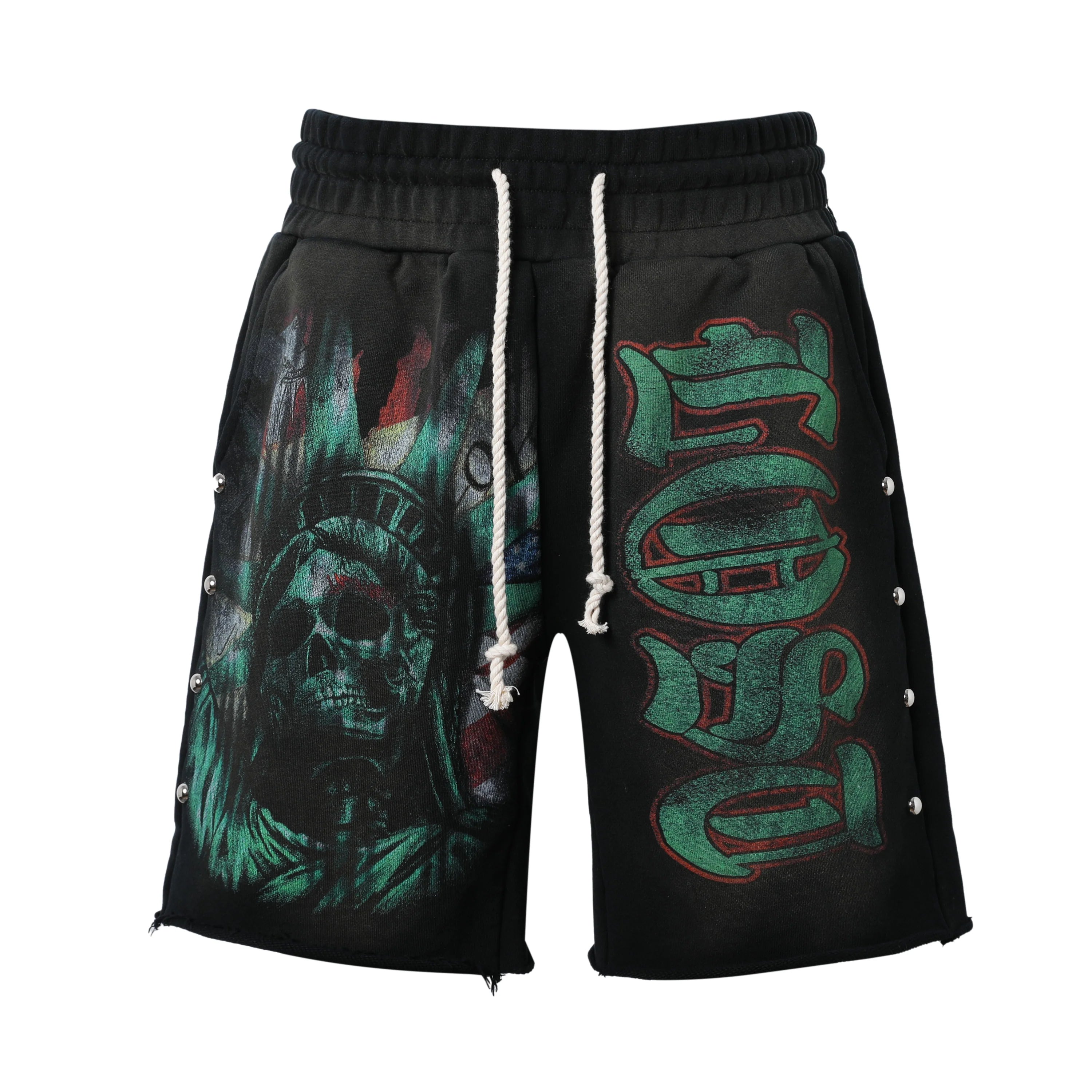 Lost Intricacy 'Liberty' Black & Green Shorts