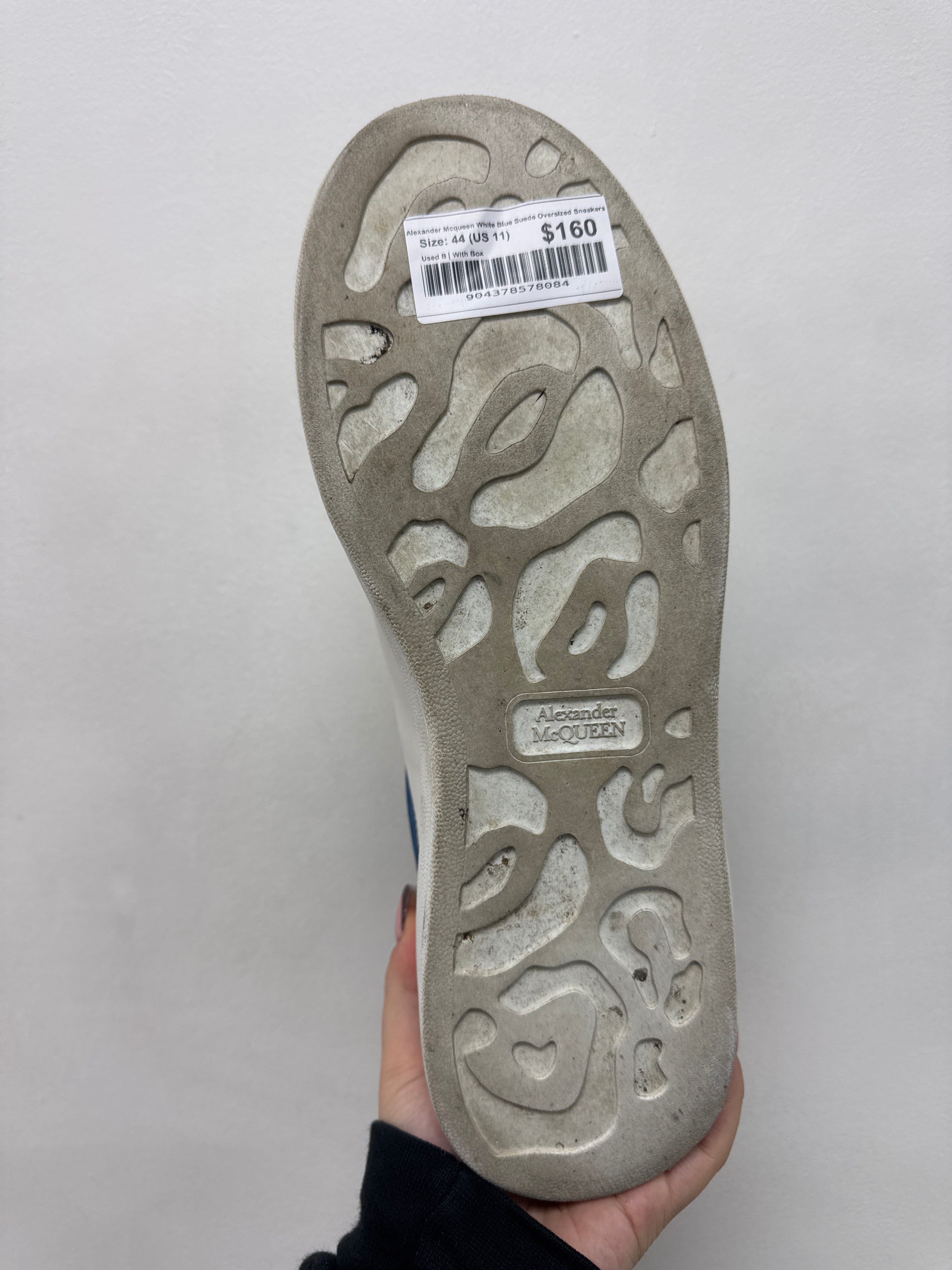 Alexander Mcqueen White Blue Suede Oversized Sneakers