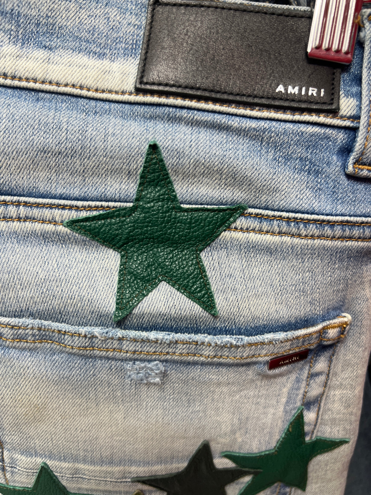 Amiri Light Wash Green Chemist Stars Jeans