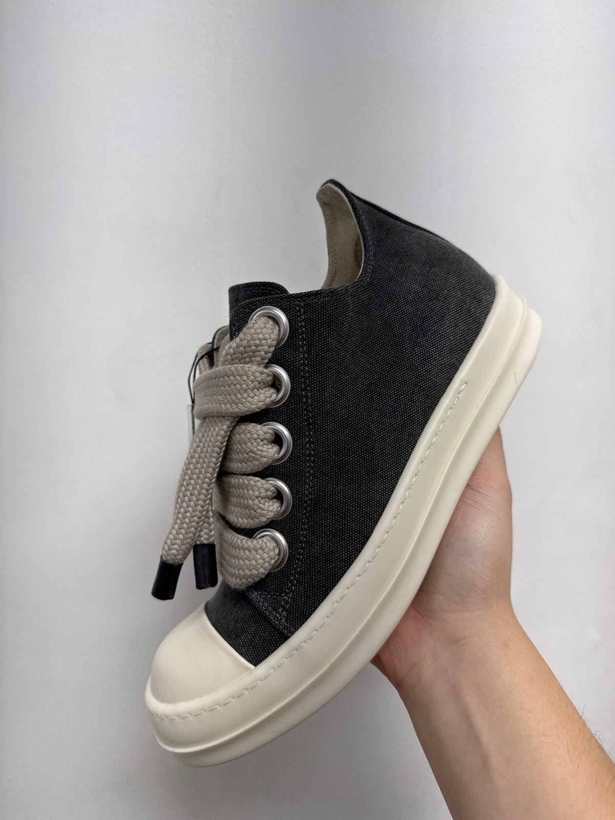 Rick Owens Gravel Milk Jumbo Lace DRKSHDW Low Sneakers