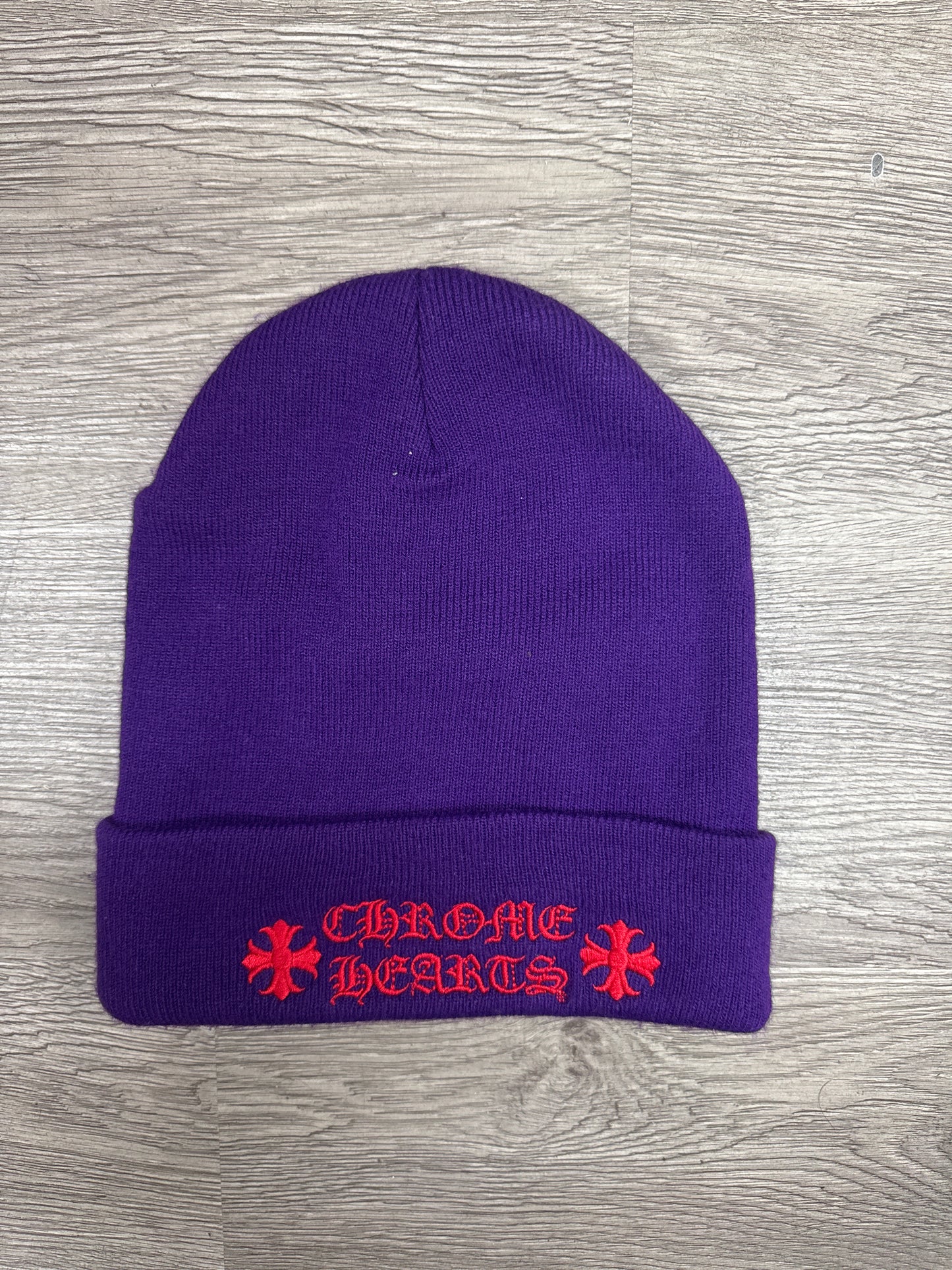 Chrome Hearts Triple Cross Beanie Purple Red Used LLC
