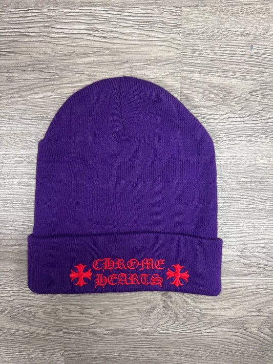 Chrome Hearts Triple Cross Beanie Purple Red Used LLC