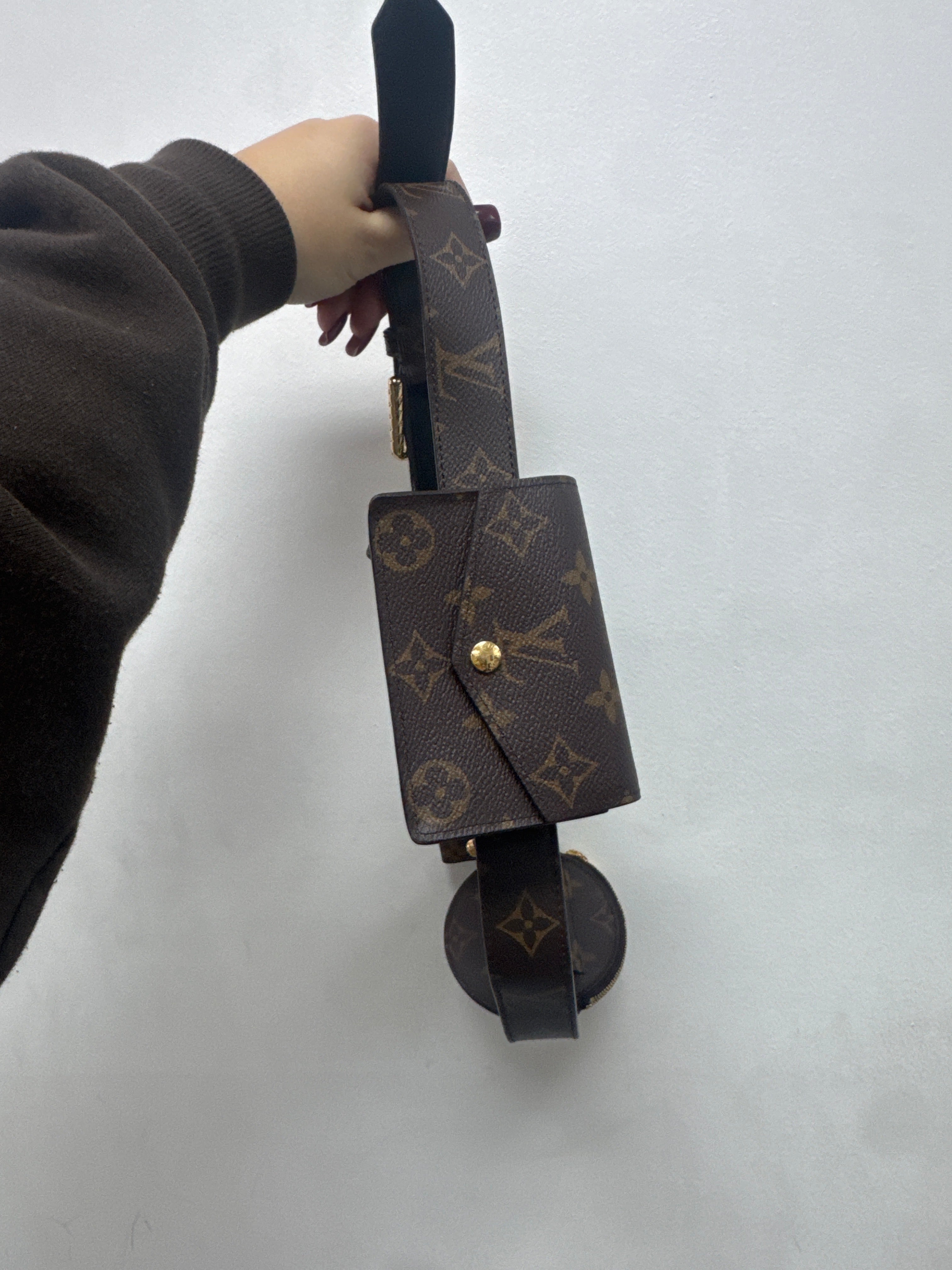 Louis Vuitton Brown Monogram Pocket (90-36) Belt