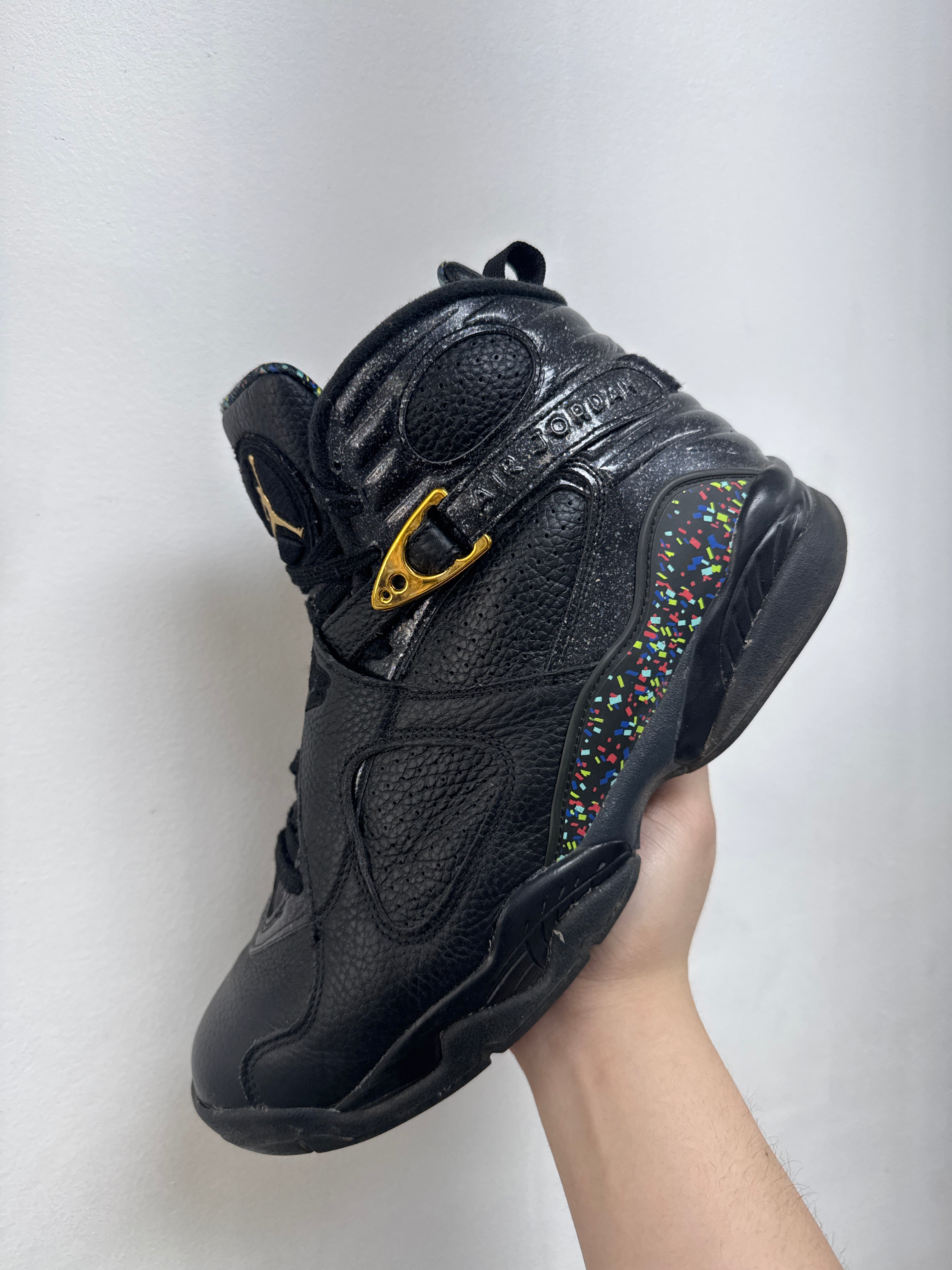 Jordan 8 Black Confetti Sneakers