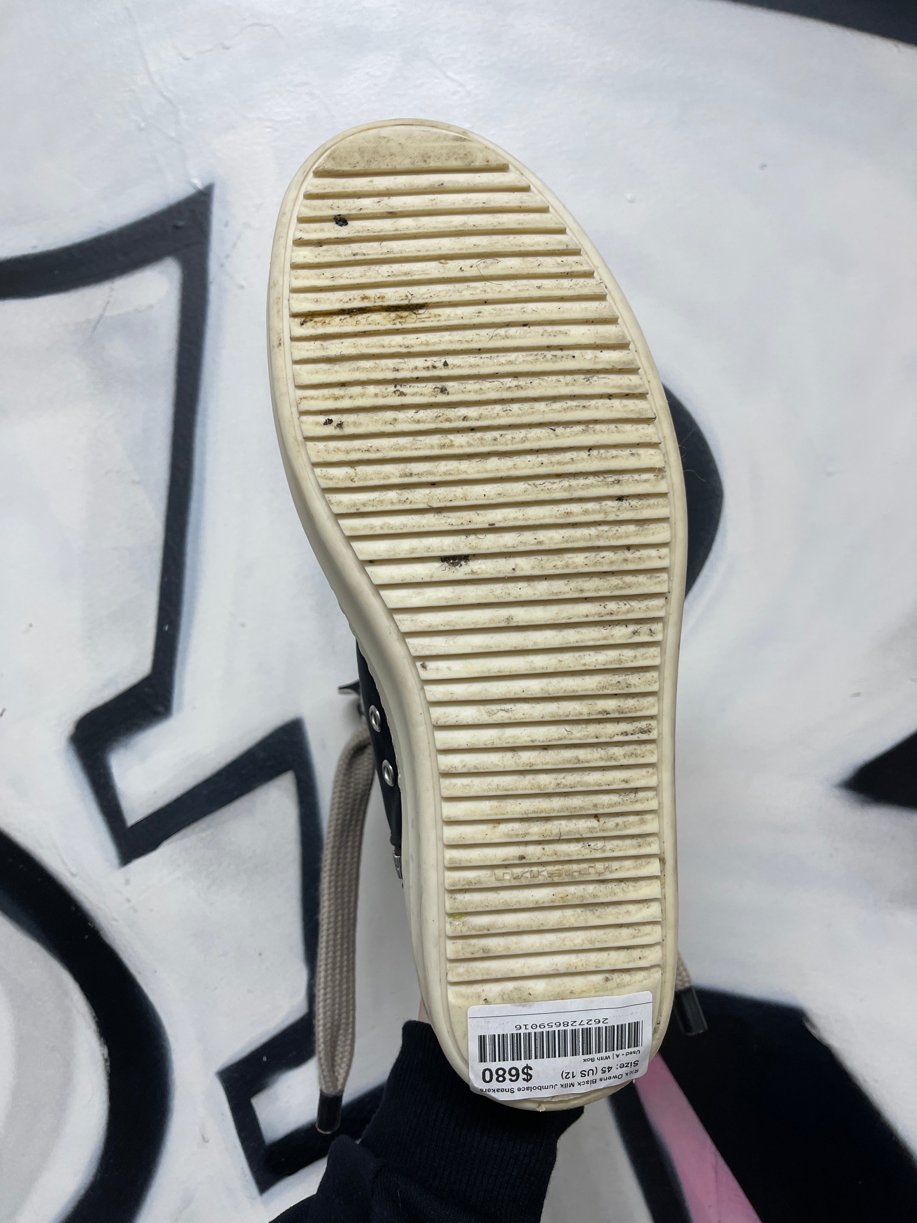 Rick Owens Black Milk Jumbolace Sneakers