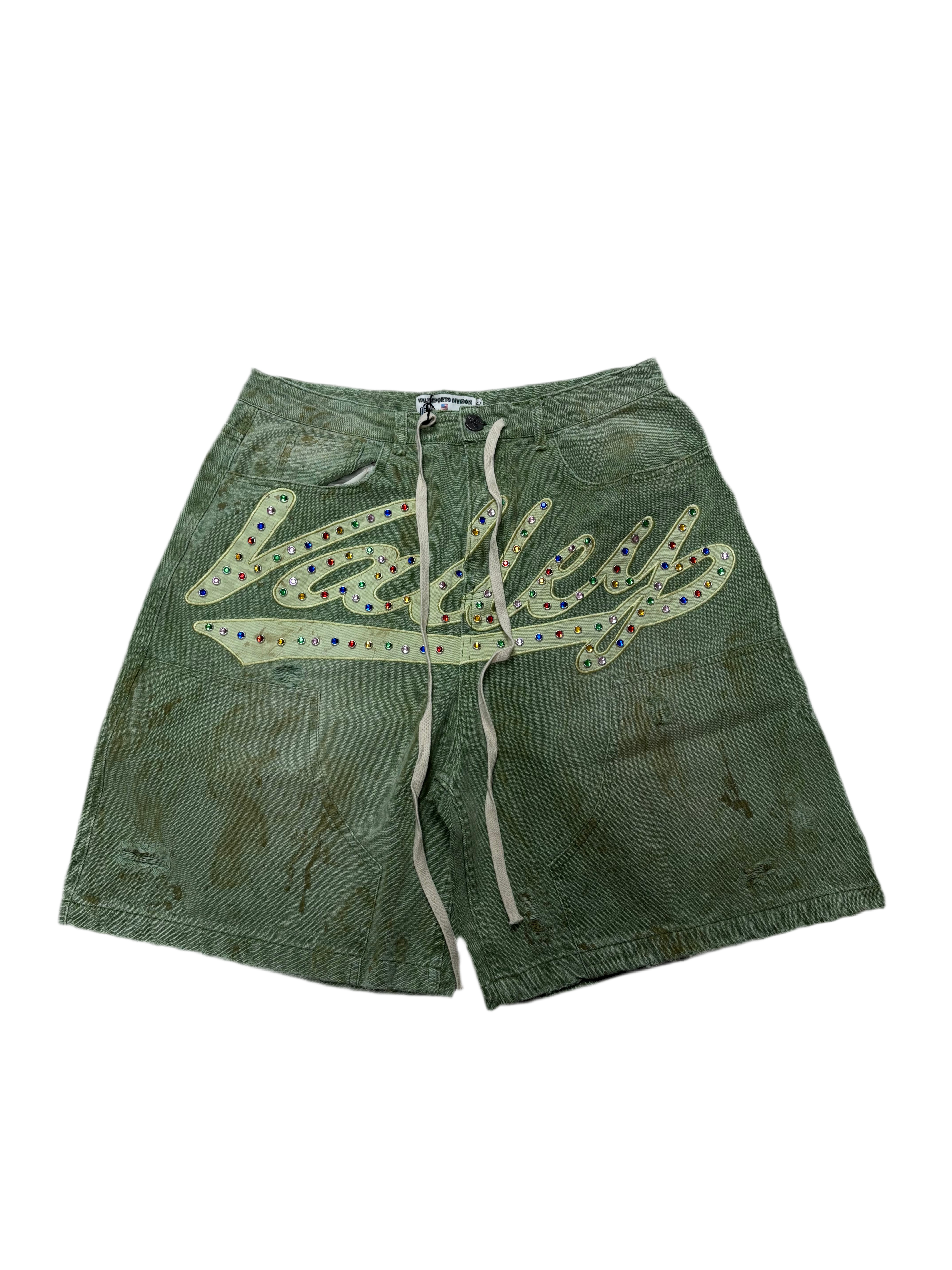 VALE Green Skittles Jean Shorts