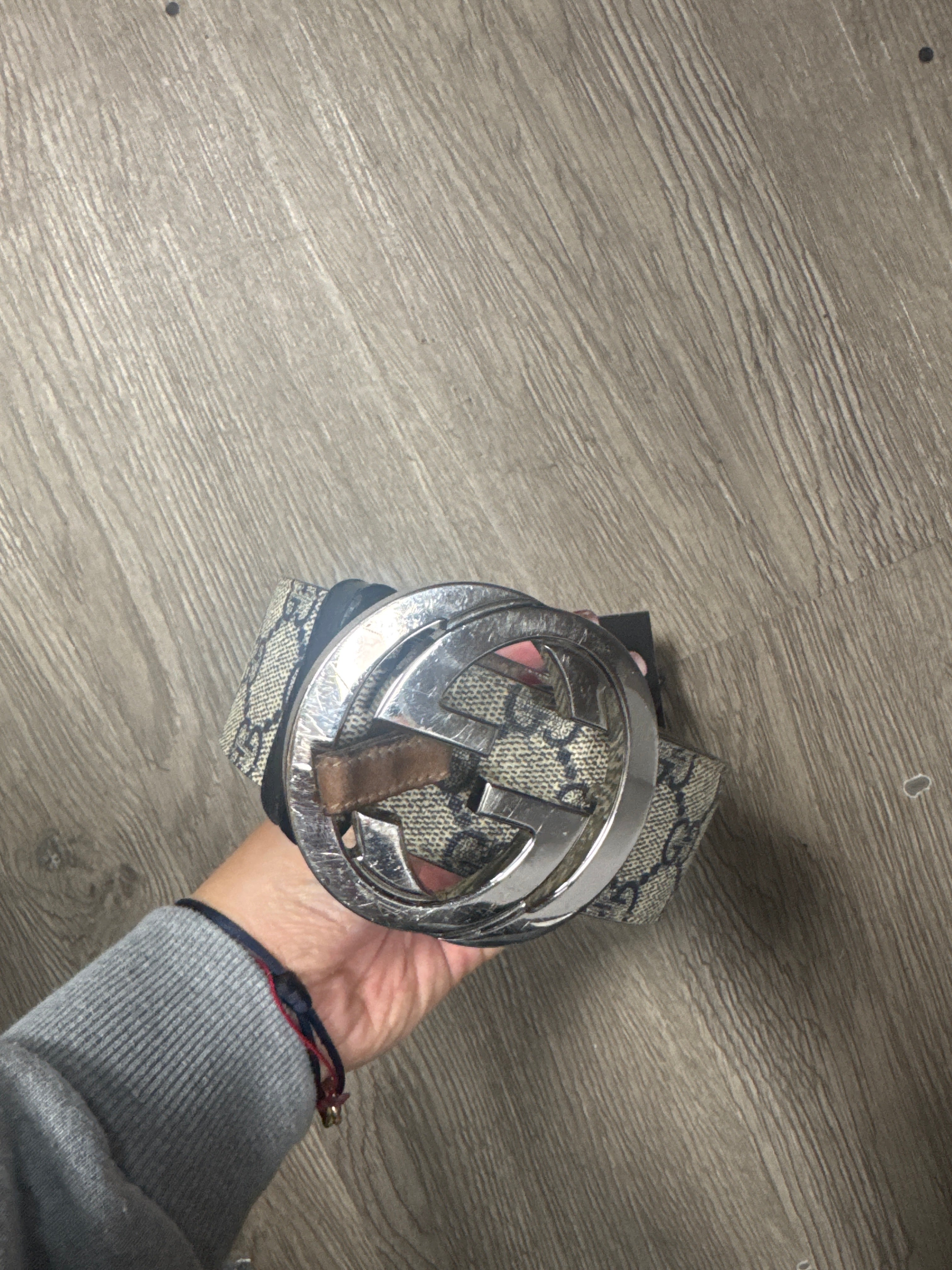 Gucci Monogram Cream Navy (85-34) Belt