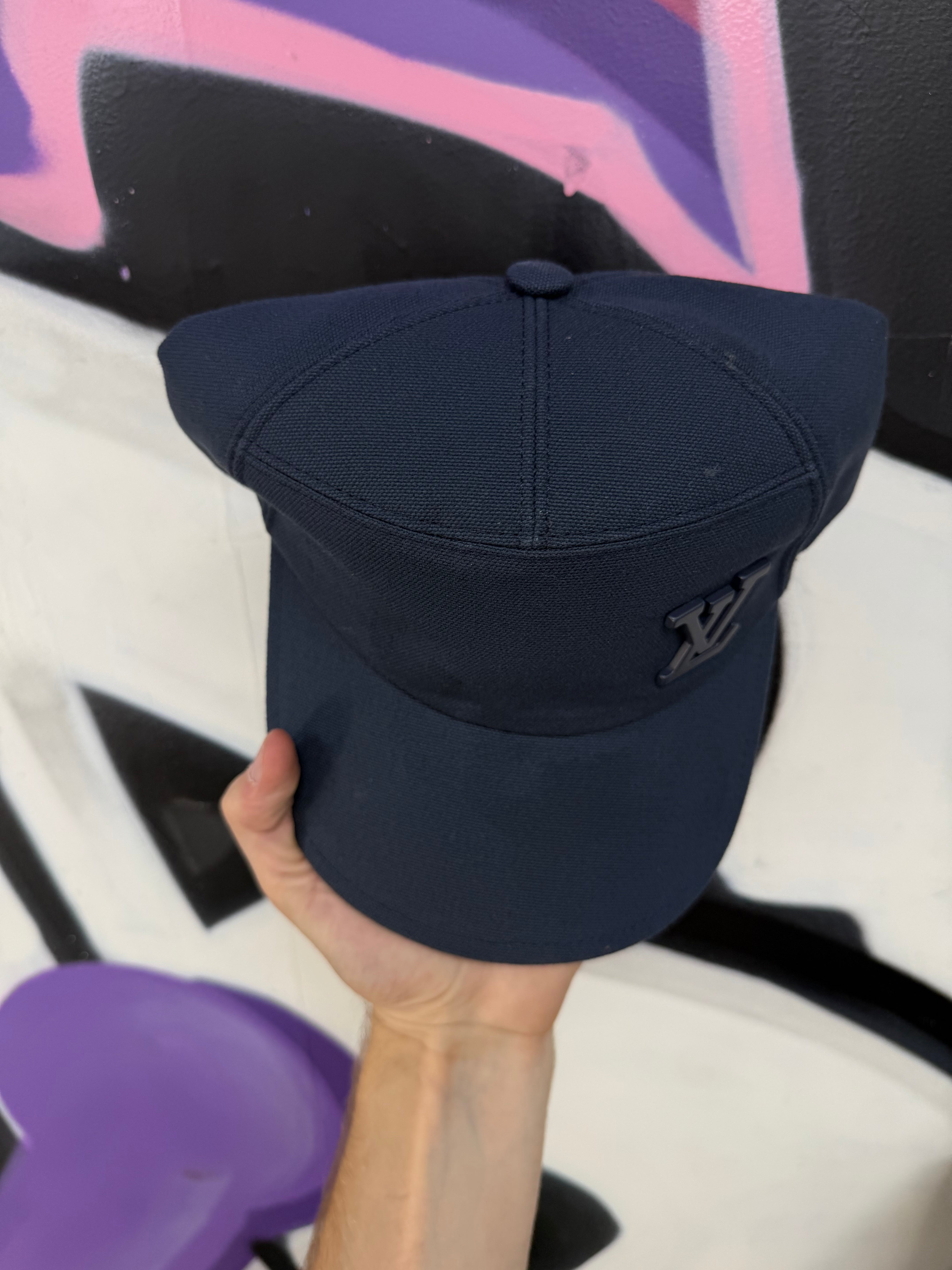 Louis Vuitton Navy Metal Plaque Logo Hat