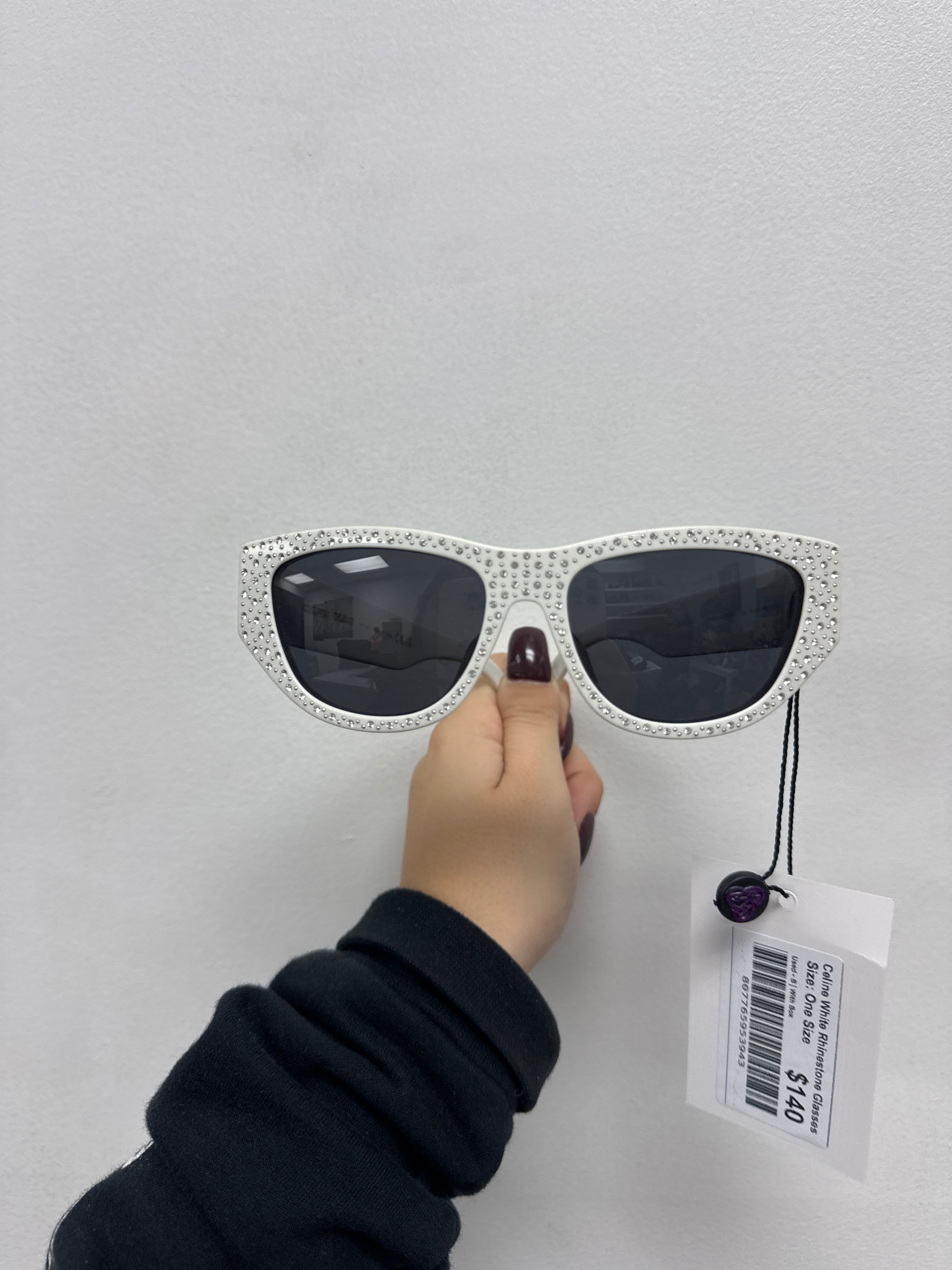 Celine White Rhinestone Glasses