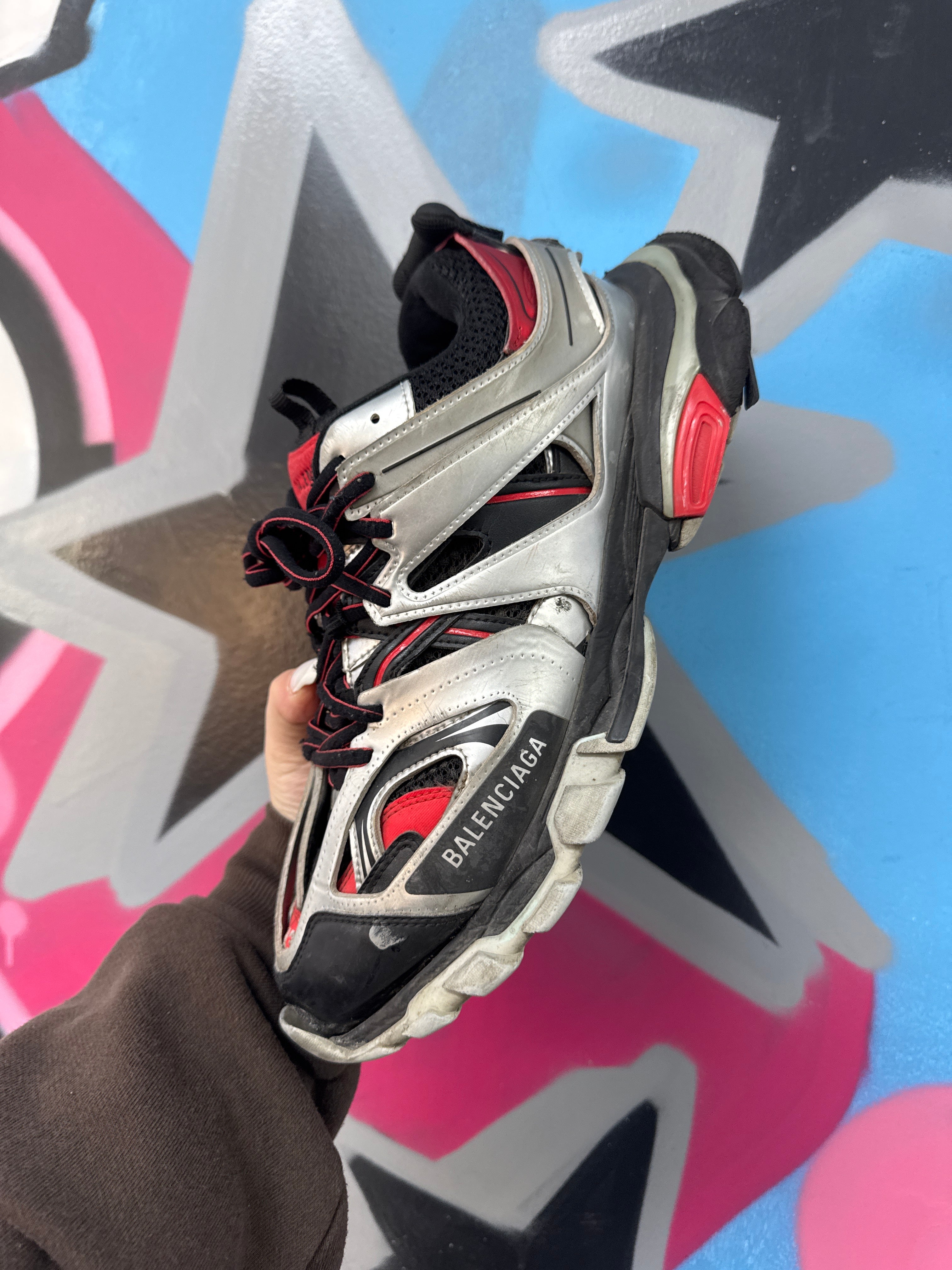 Balenciaga Black Grey Red Track Sneakers