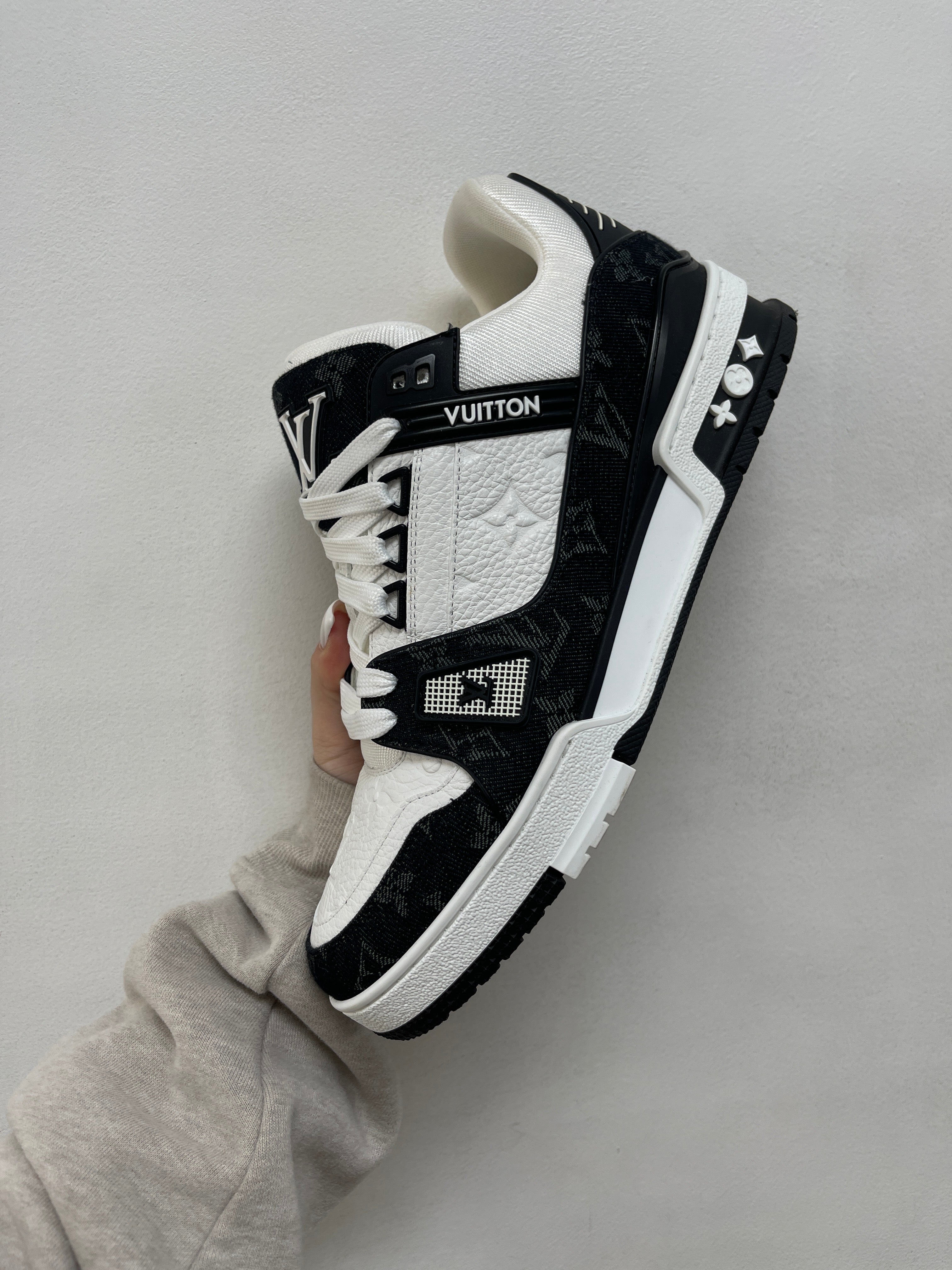 Louis Vuitton Black White Monogram Trainer Sneakers