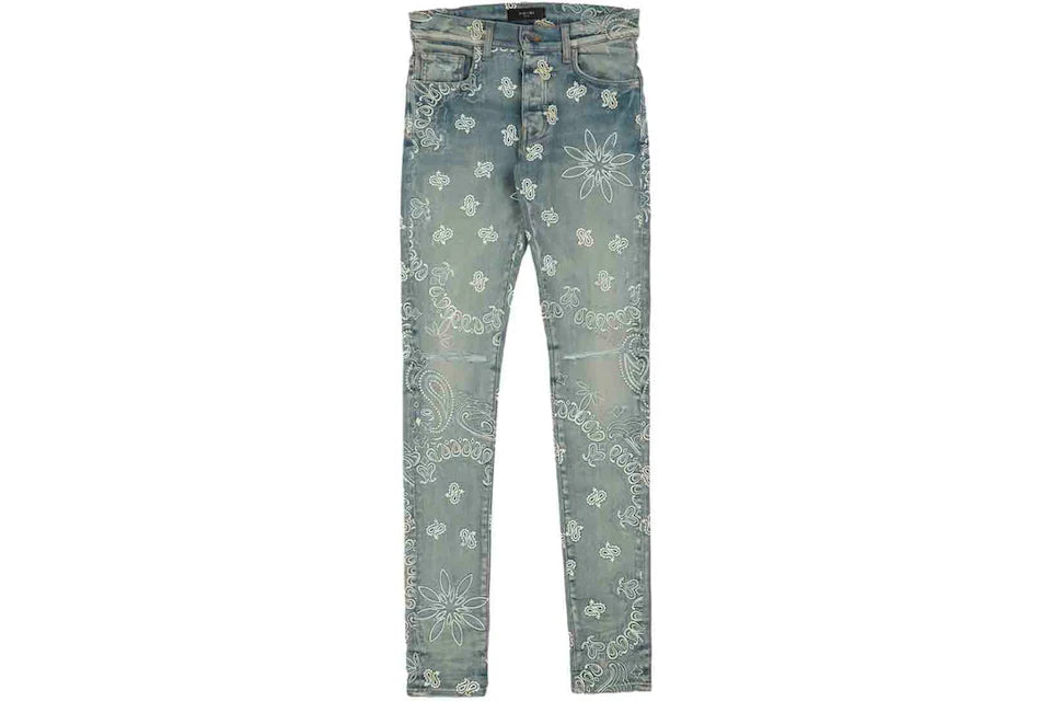 Amiri Flocked Bandana Jean Clay Indigo