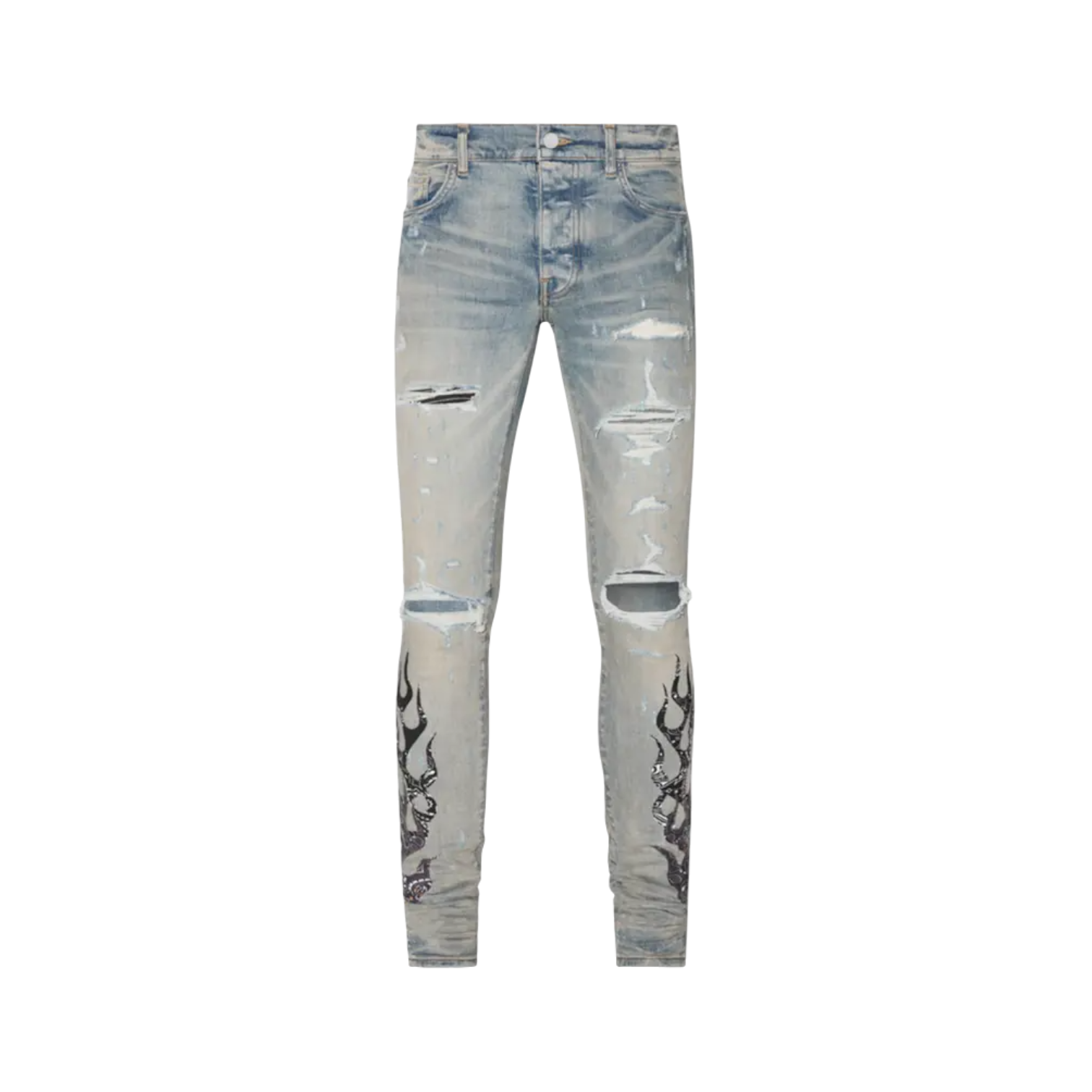 Amiri 'Bandana Flame Clay' Blue Jeans