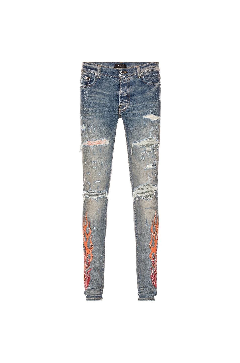 Amiri 'Bandana Flame Orange' Blue Jeans