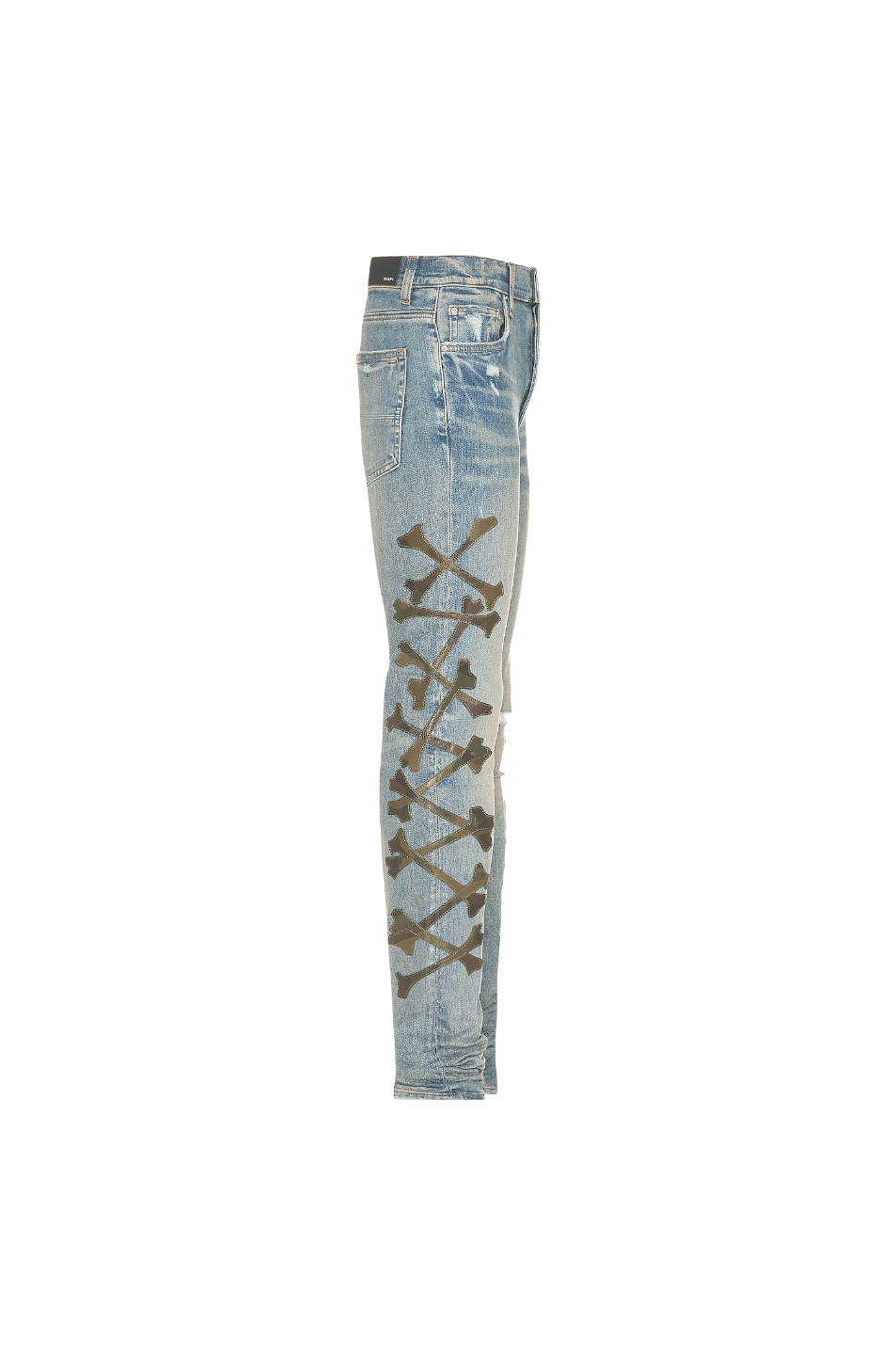 Amiri 'Camo Bones' Light Wash Blue Jeans