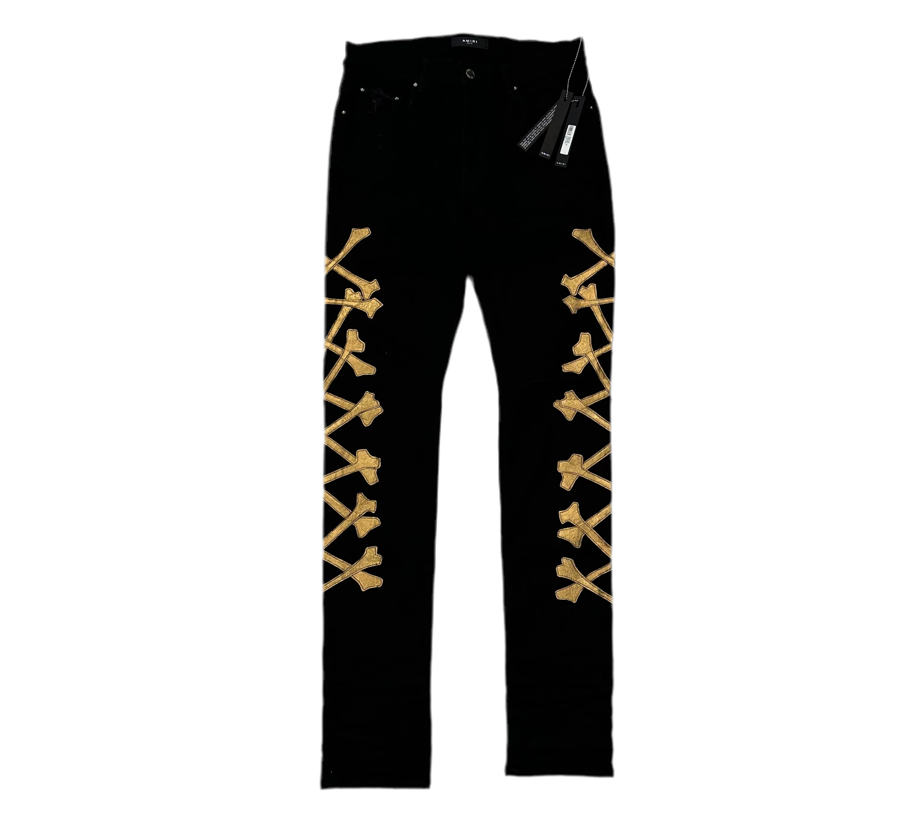 Amiri 'Gold Bones' Black Jeans