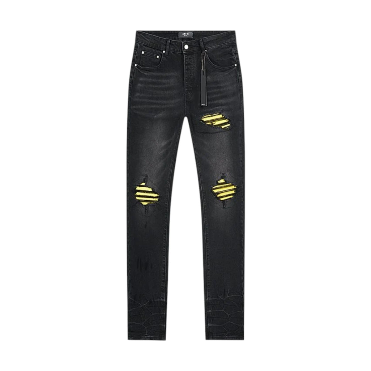 Amiri 'MX1 Yellow Patch' Black Jeans