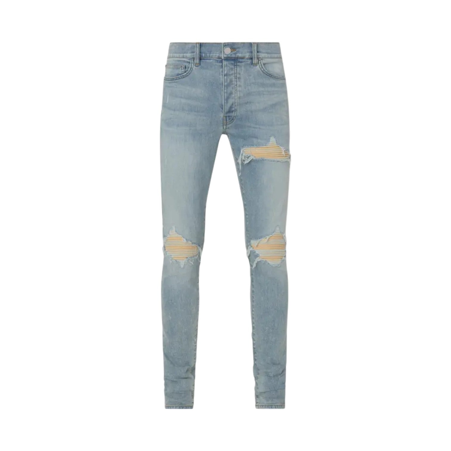 Amiri 'MX1' Yellow Patch & Light Wash Blue Jeans