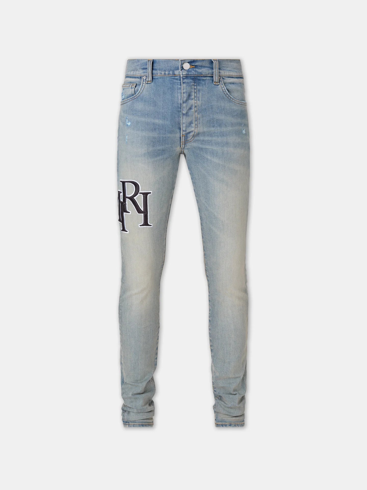 Amiri 'Staggered Logo' Indigo Jeans