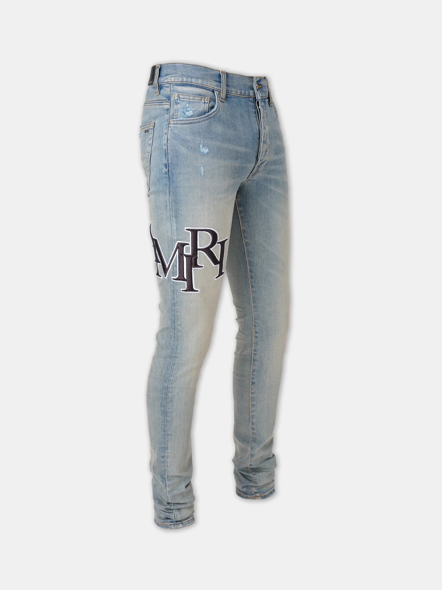 Amiri 'Staggered Logo' Indigo Jeans