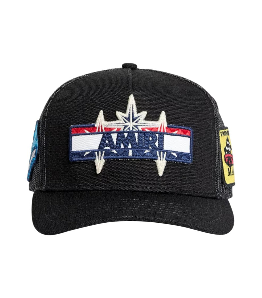 Amiri 'Station Patch' Black Trucker Hat