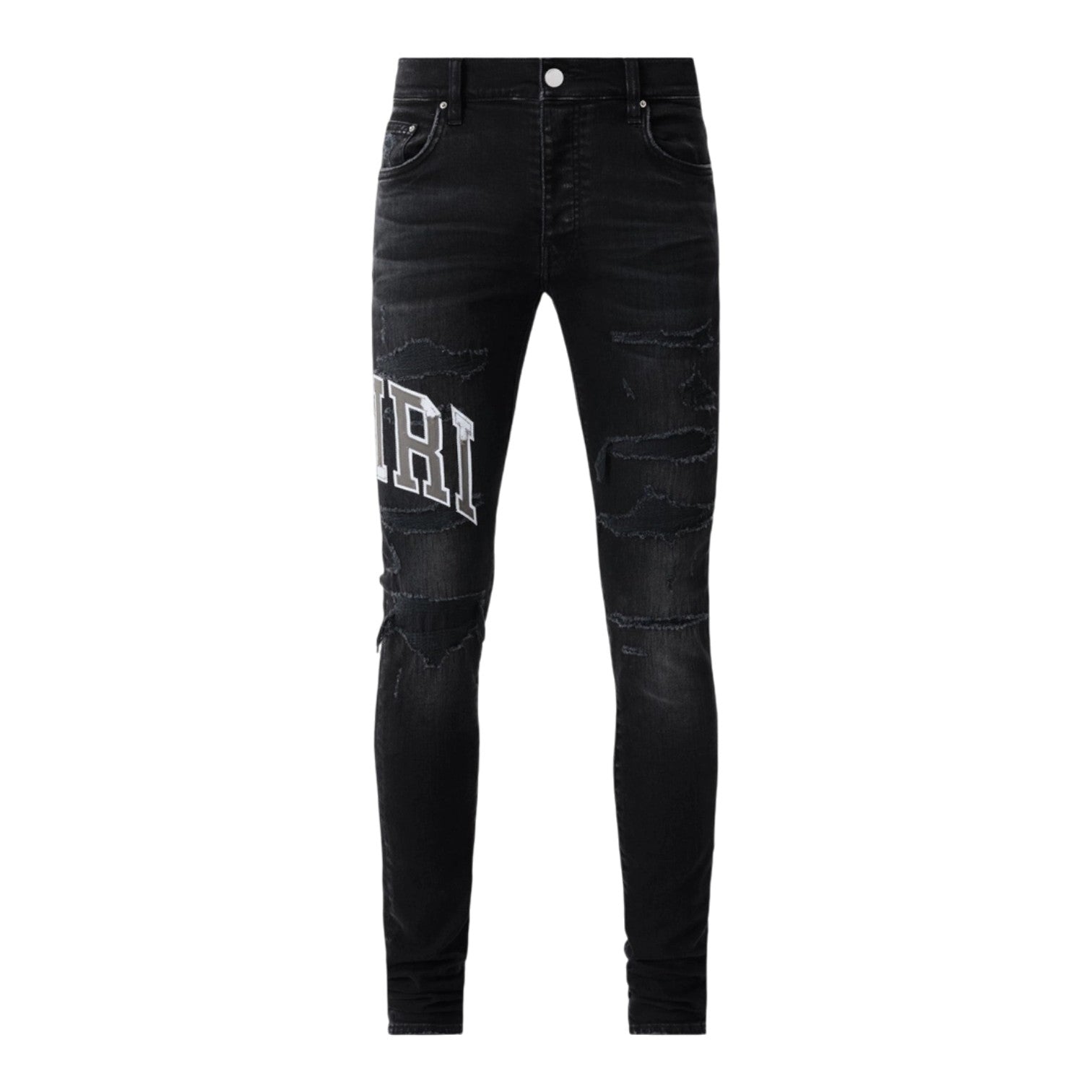 Amiri 'Varsity Logo' Black Wash Jeans