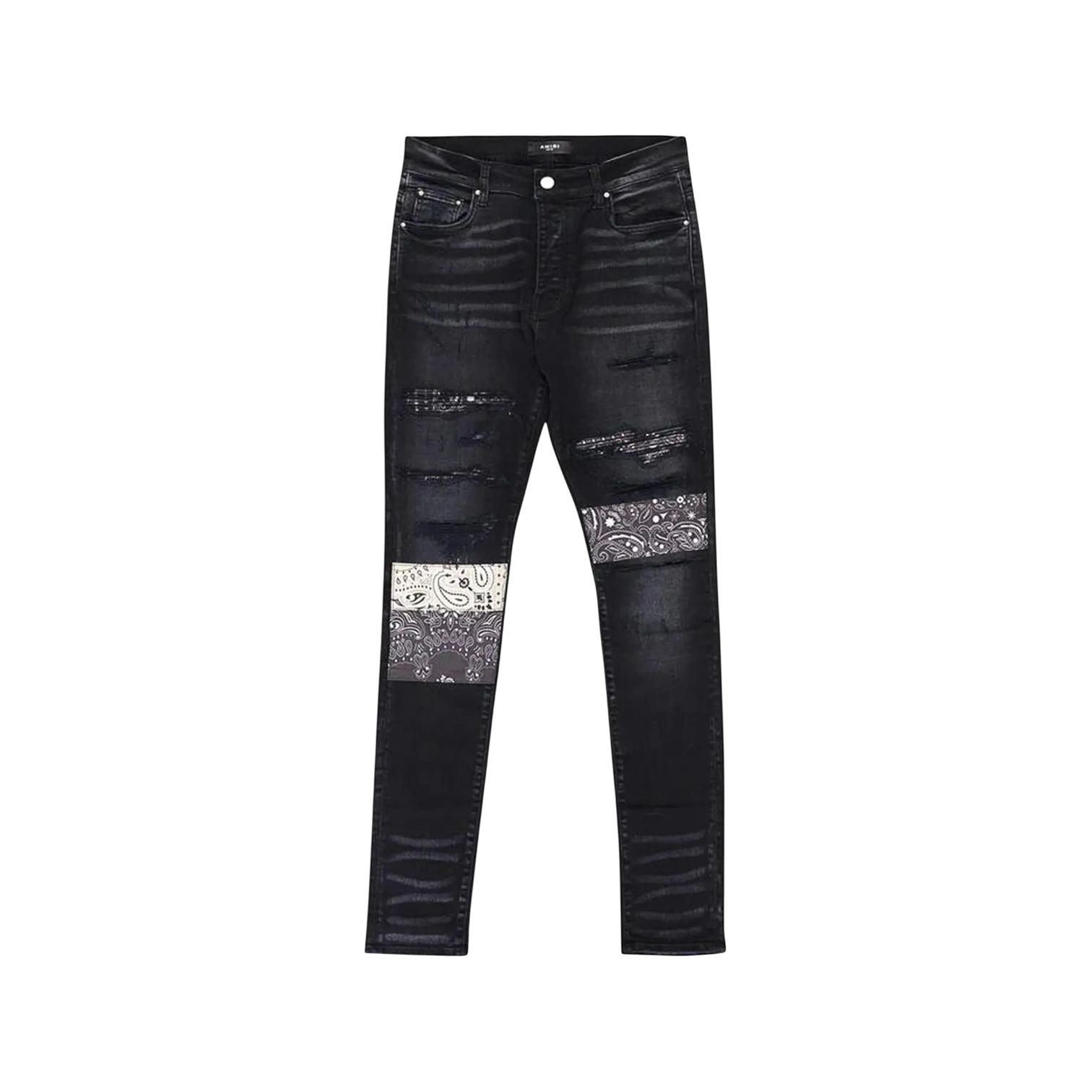 Amiri 'Vintage Bandana Art Patch' Black Jeans