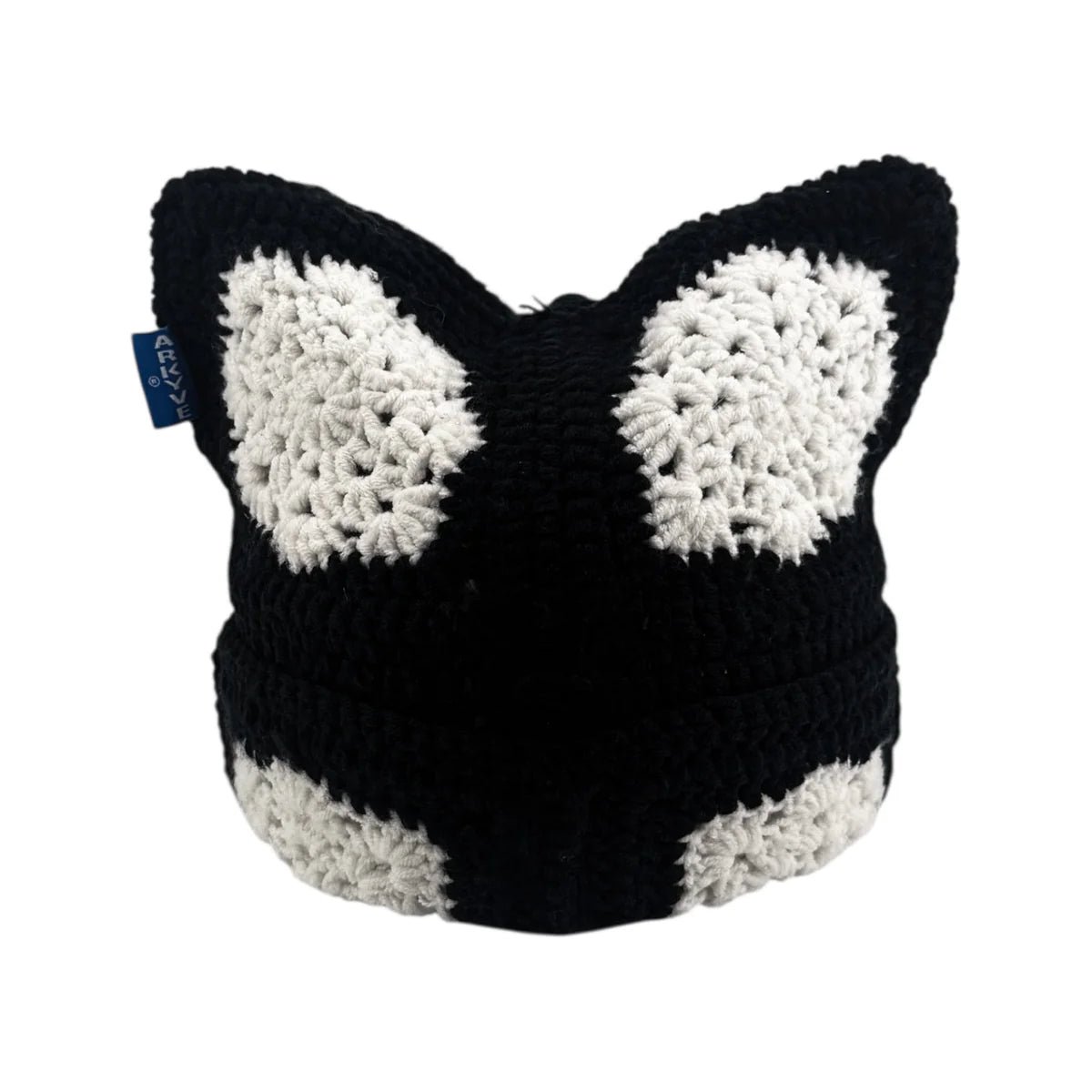 Arkyve 'Crochet Snowflake' Black Cat Hat