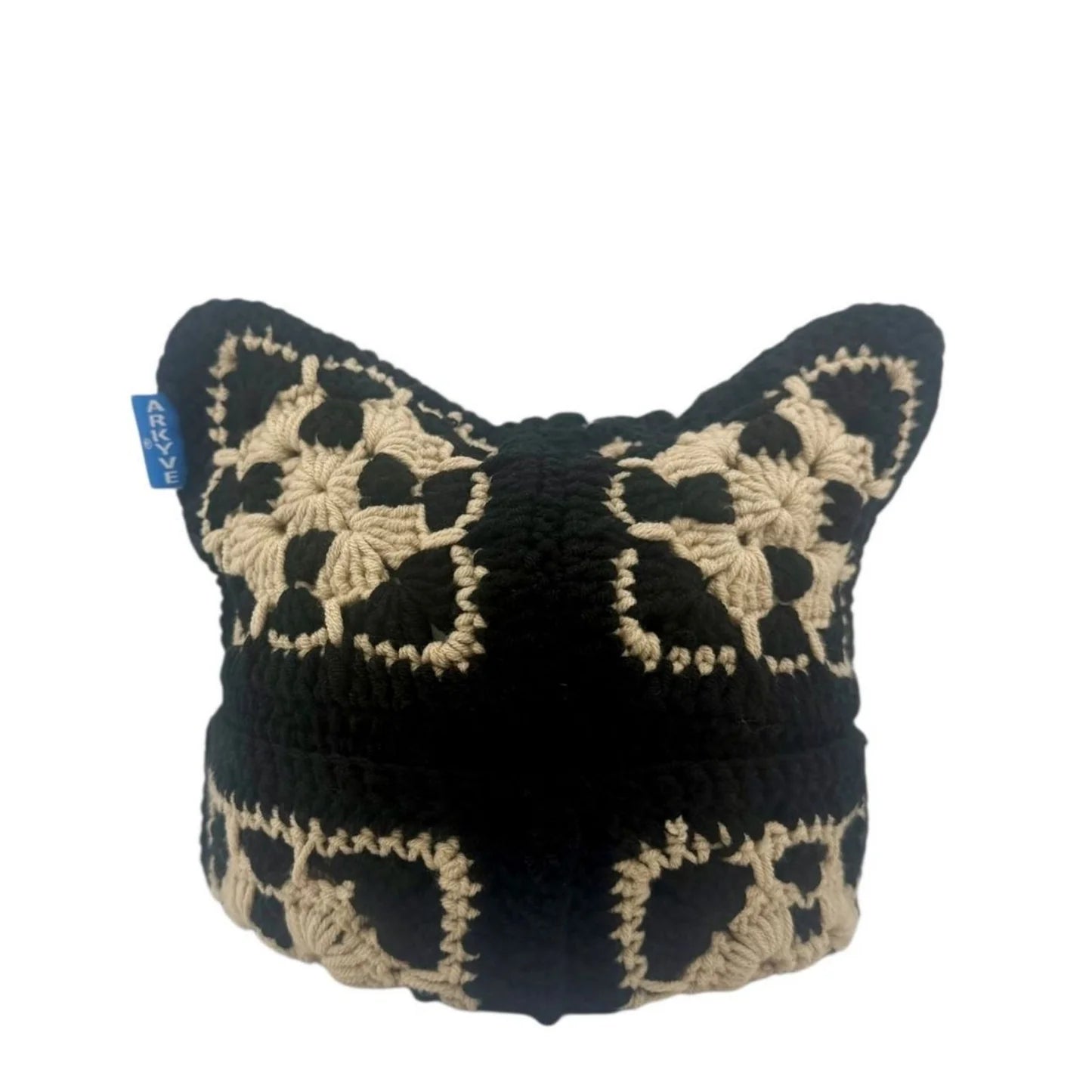 Arkyve 'Dusk Flower' Black & Cream Cat Hat