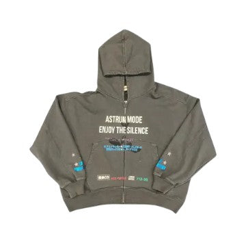 Astrum 'Silence' Vintage Black Zip Up Hoodie