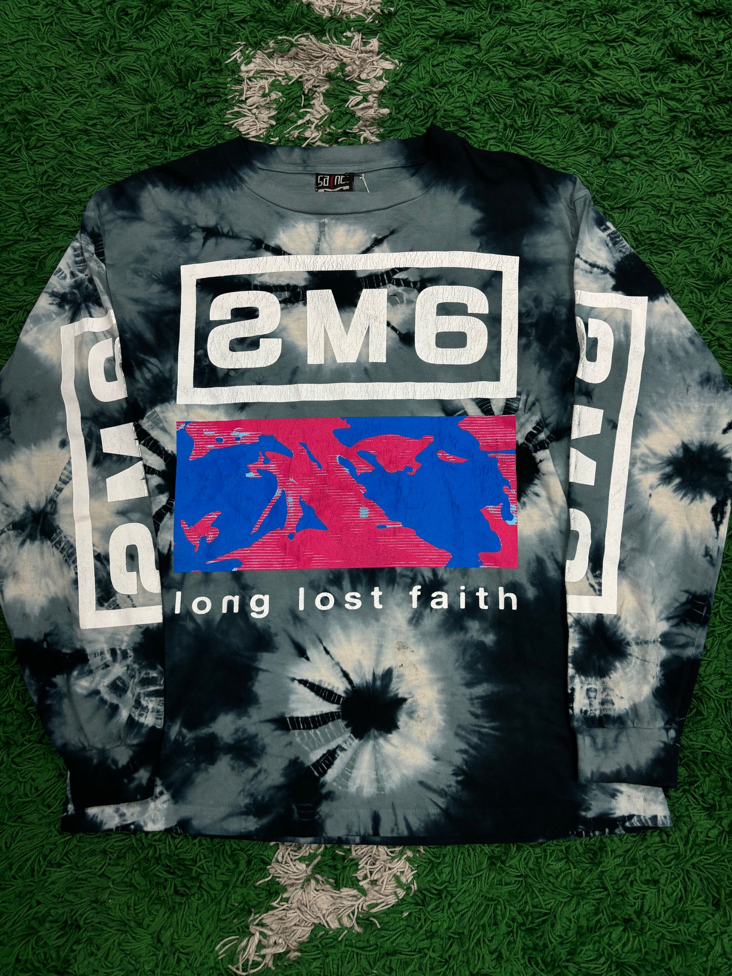 Saint Mxxxxxx L/S Tee Navy Tye Dye Pink size:Large New