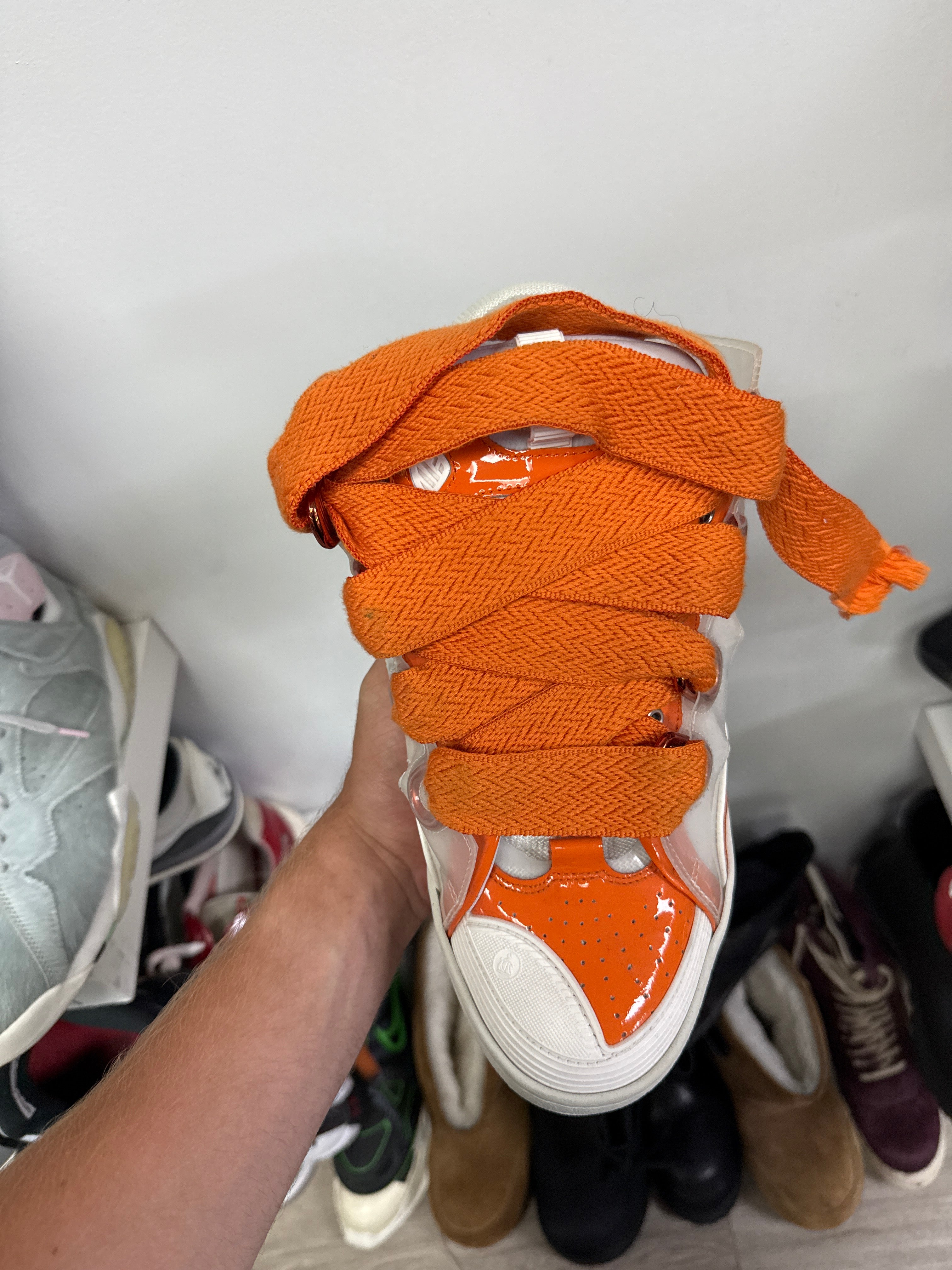 Lanvin White Orange Curb Sneakers