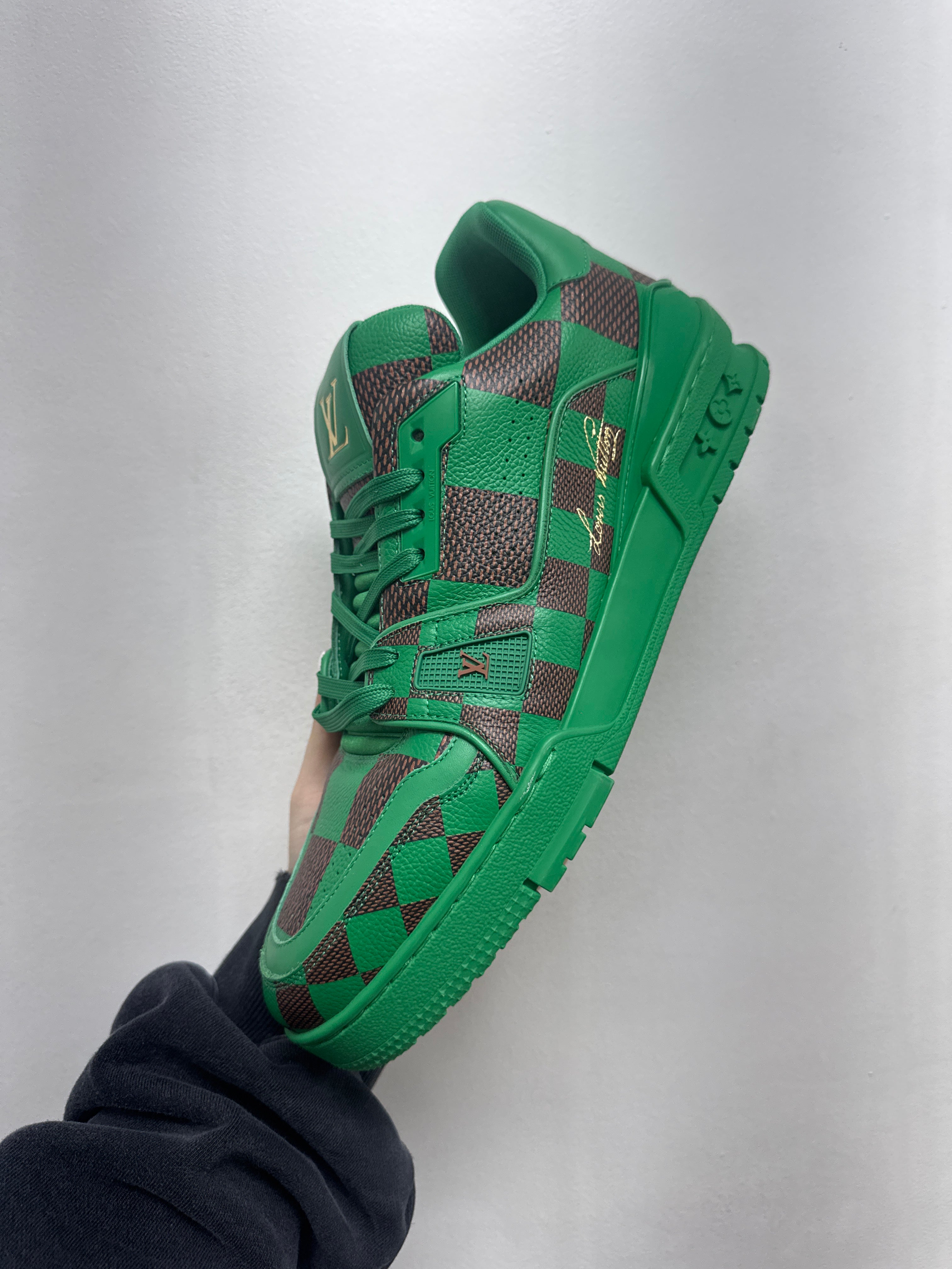 Louis Vuitton Brown Green Damier Checkered Pharrell Trainer Sneakers