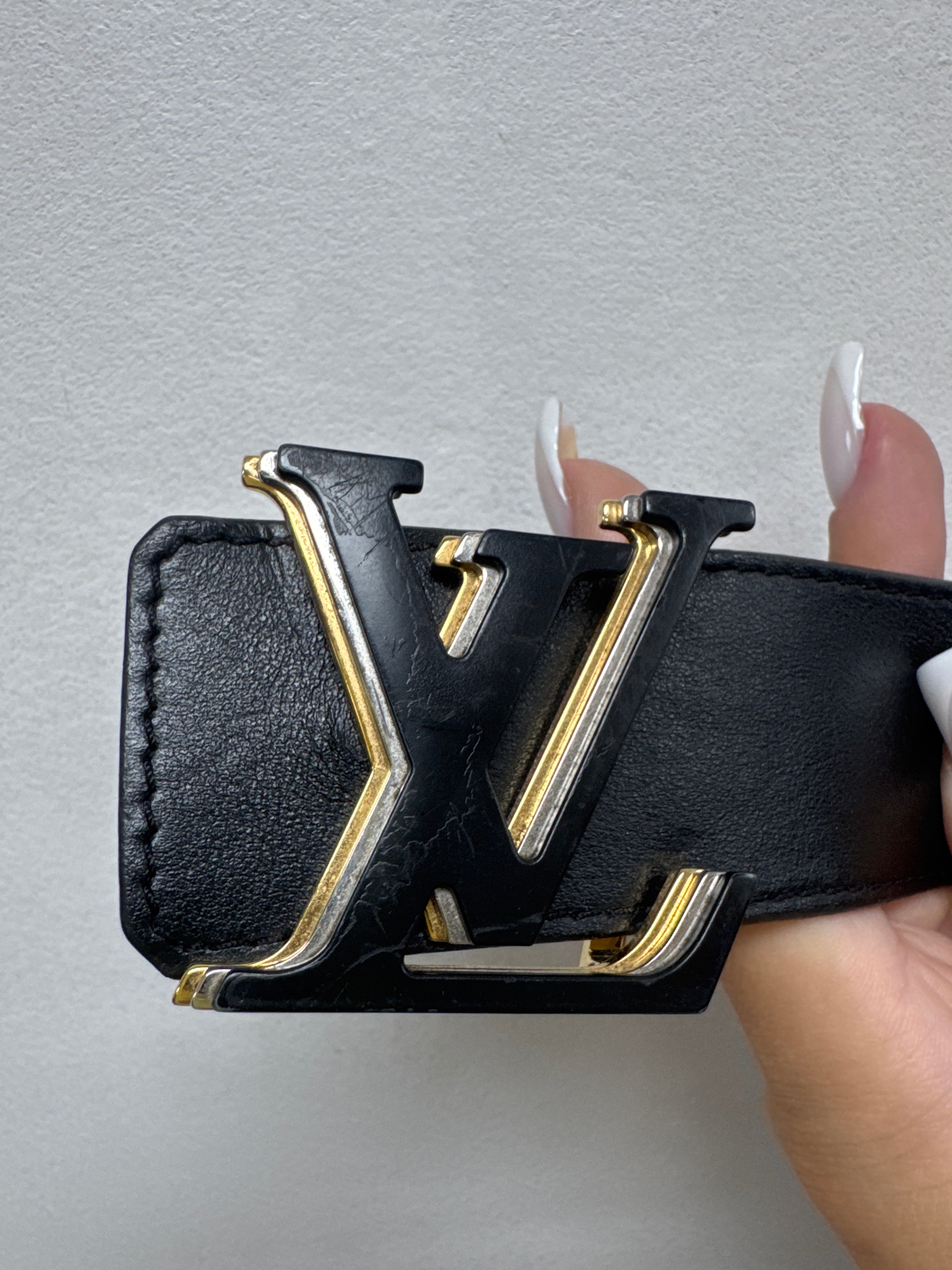 Louis Vuitton Black Gold Stacked Belt