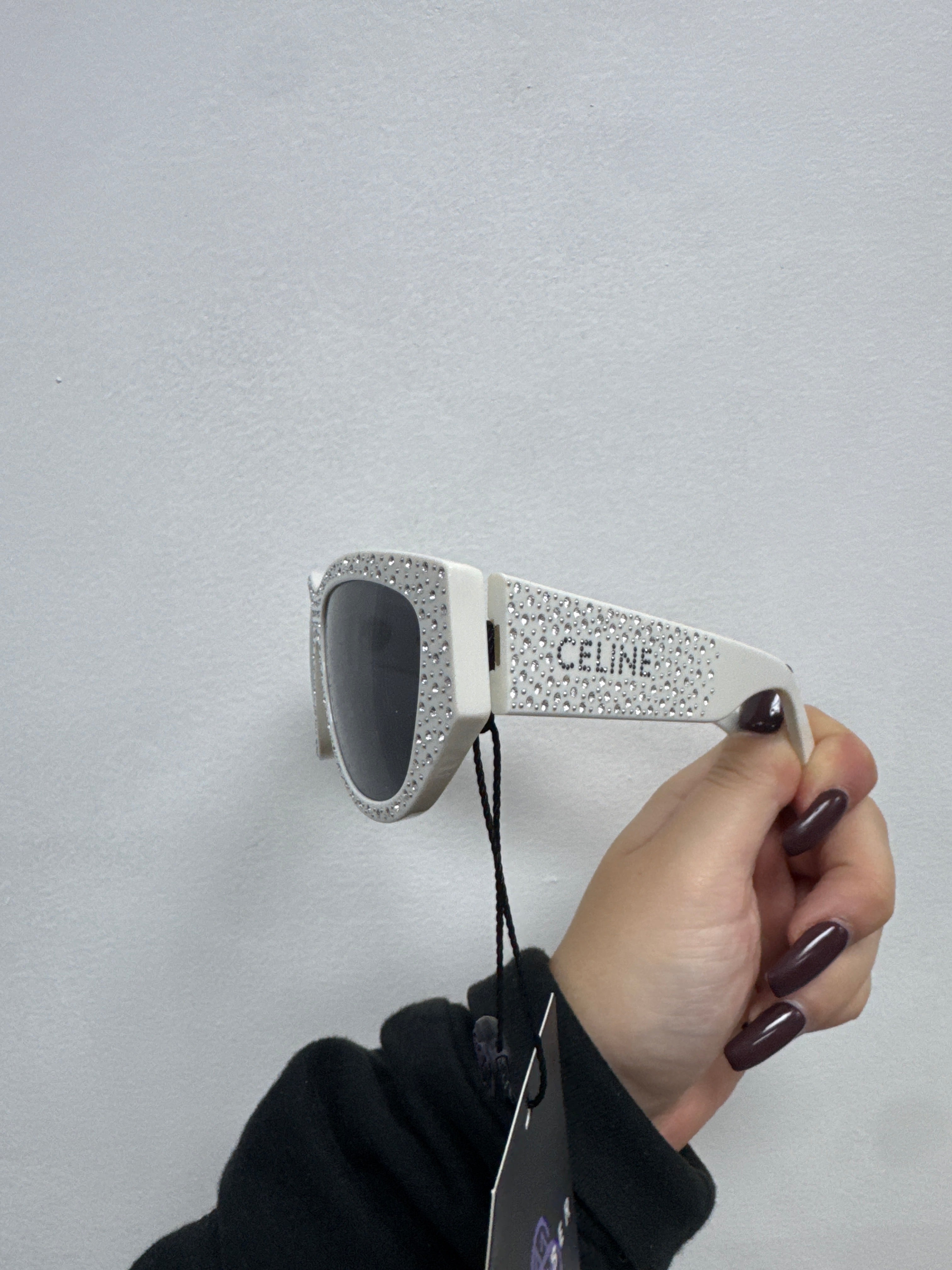 Celine White Rhinestone Glasses