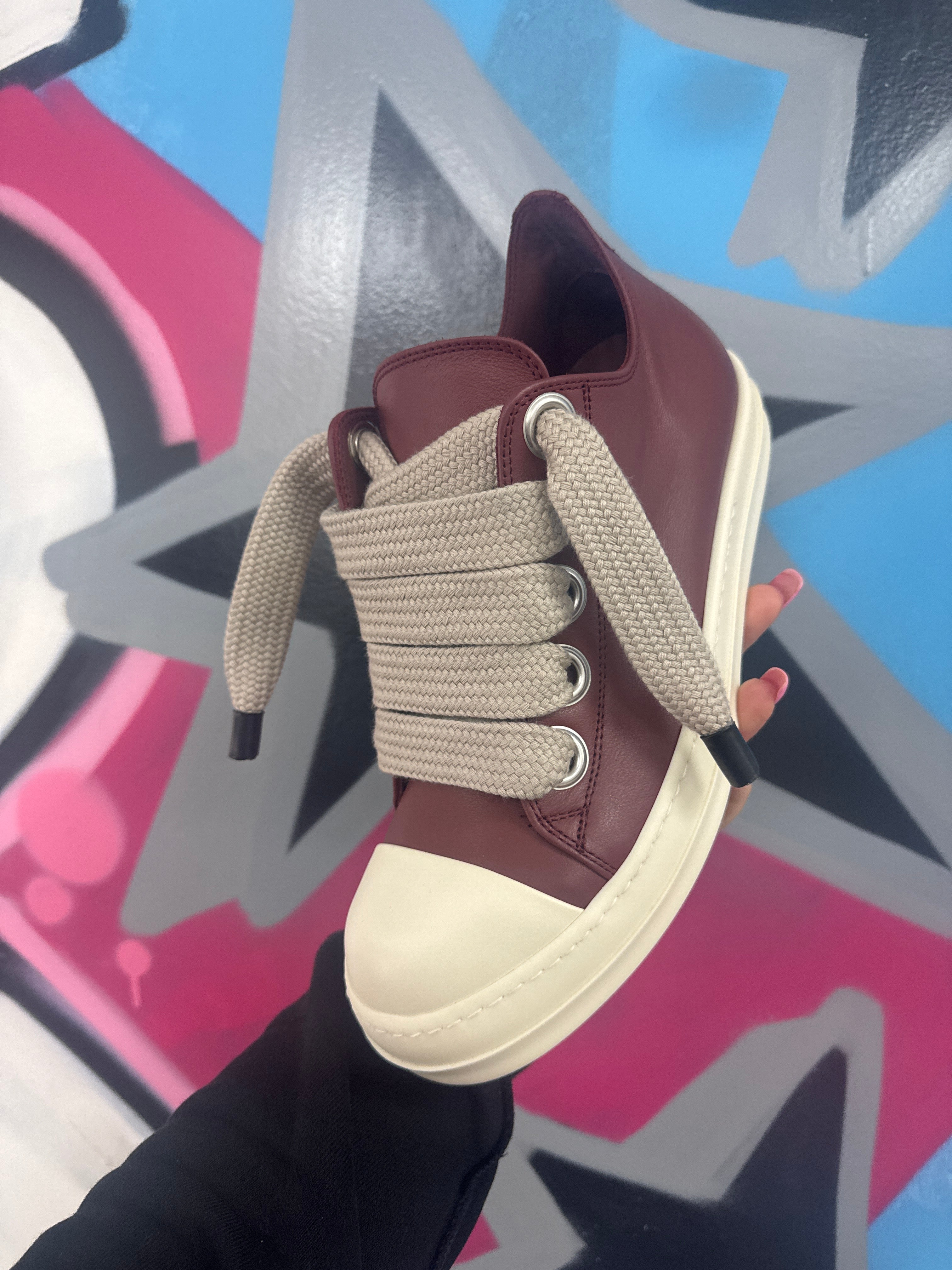 Rick Owens Low Top Jumbo Lace Rosewood Milk New With Box