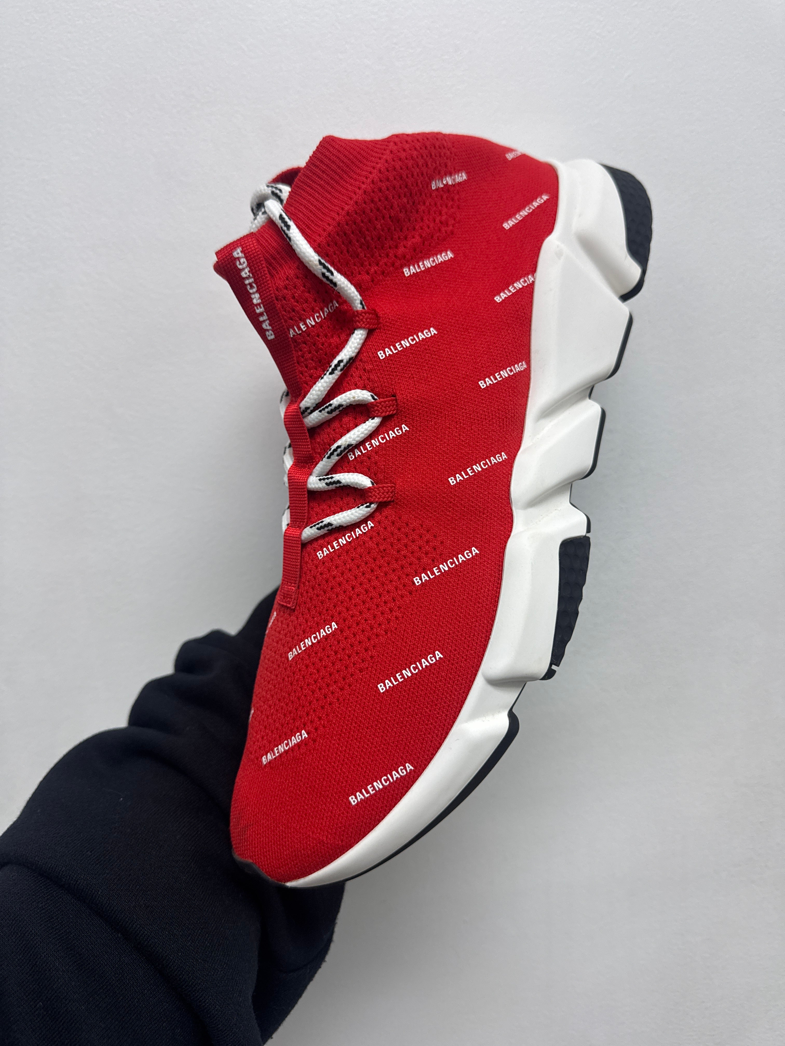 Balenciaga Speed Trainer With Laces Red Sneakers