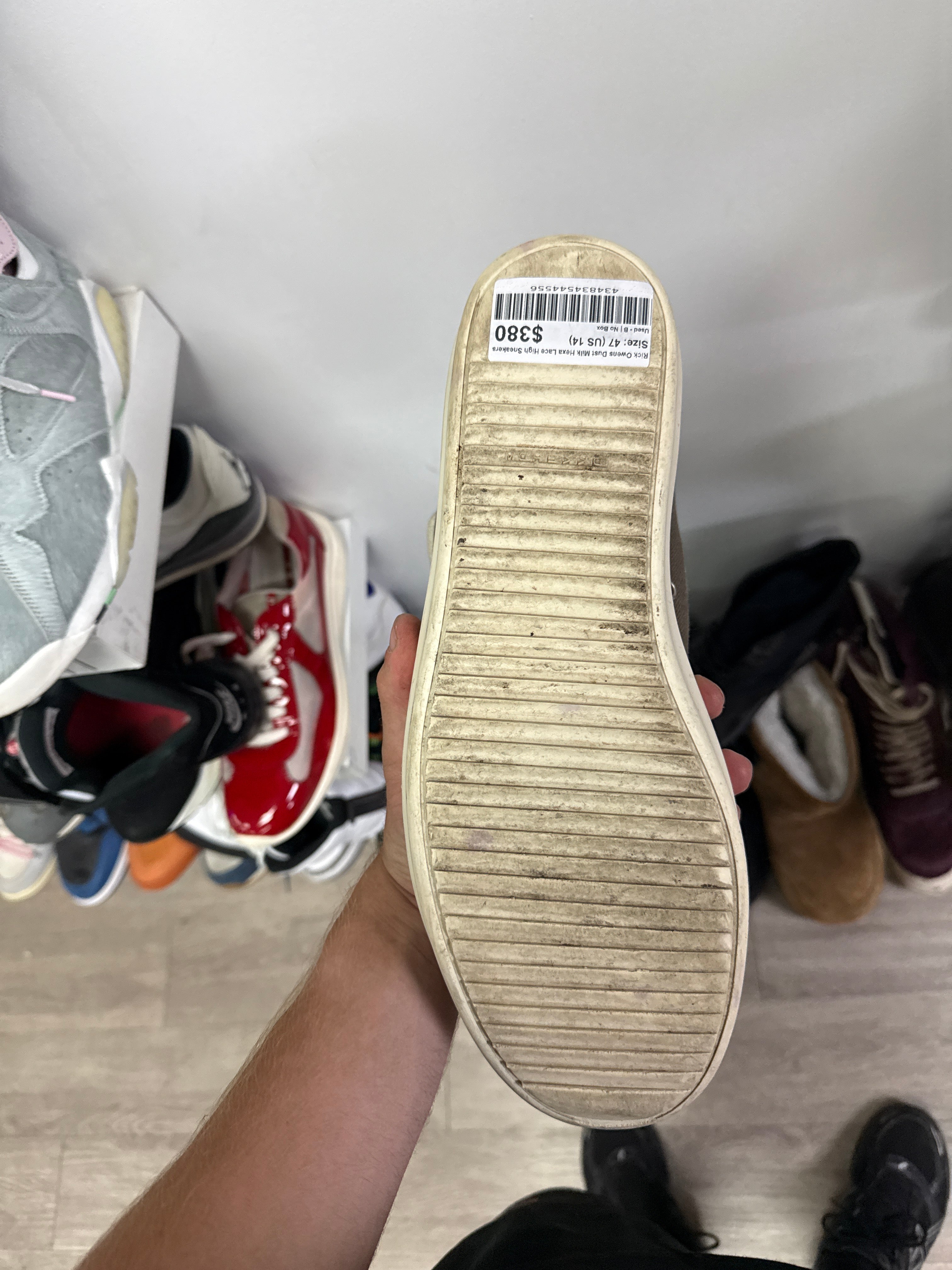 Rick Owens Dust Milk Hexa Lace High Sneakers