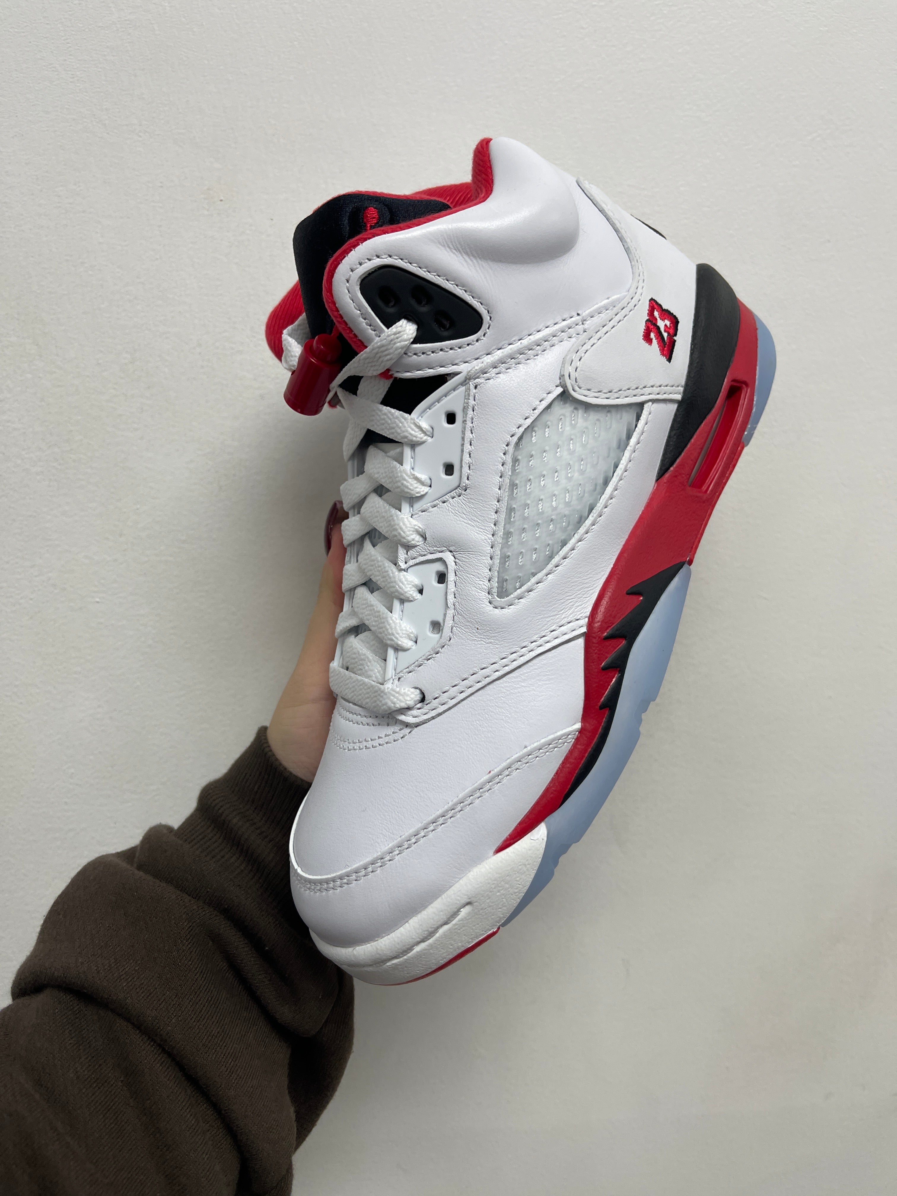 Nike Jordan 5 Fire Red Black Tongue Sneakers