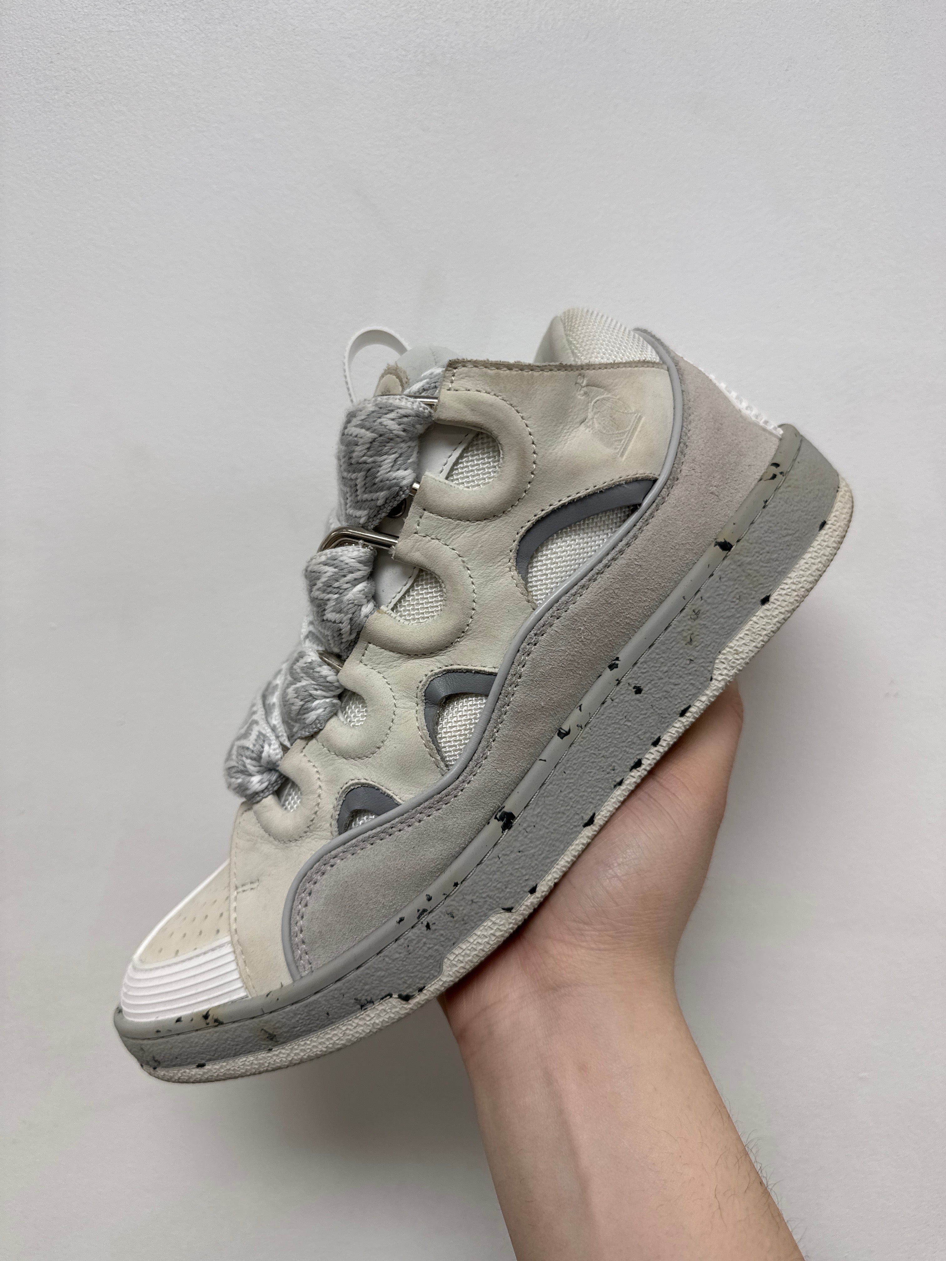 Lanvin Grey White Splatter Curb Sneakers