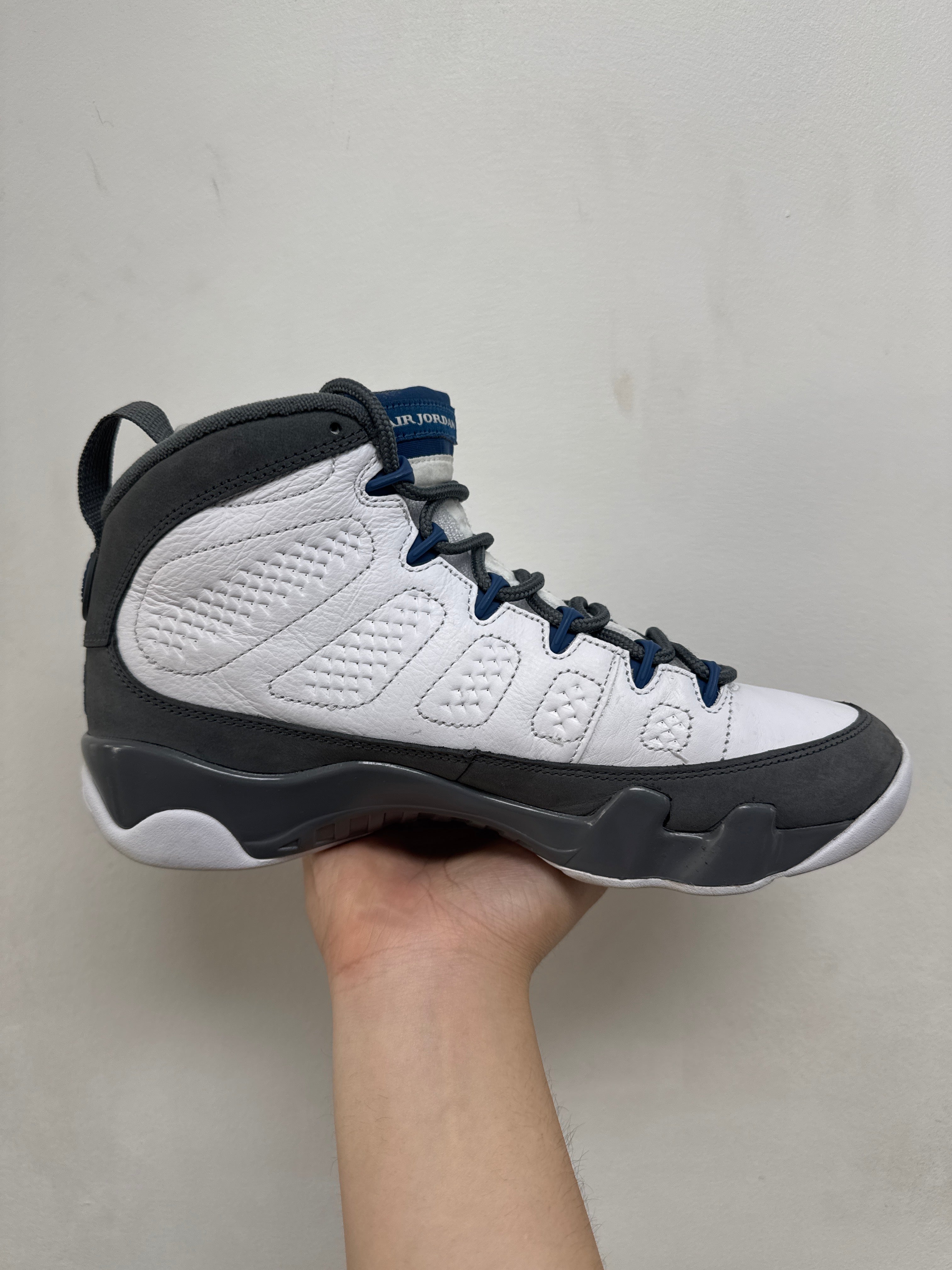 Jordan 9 French Blue Wolf Grey Sneakers