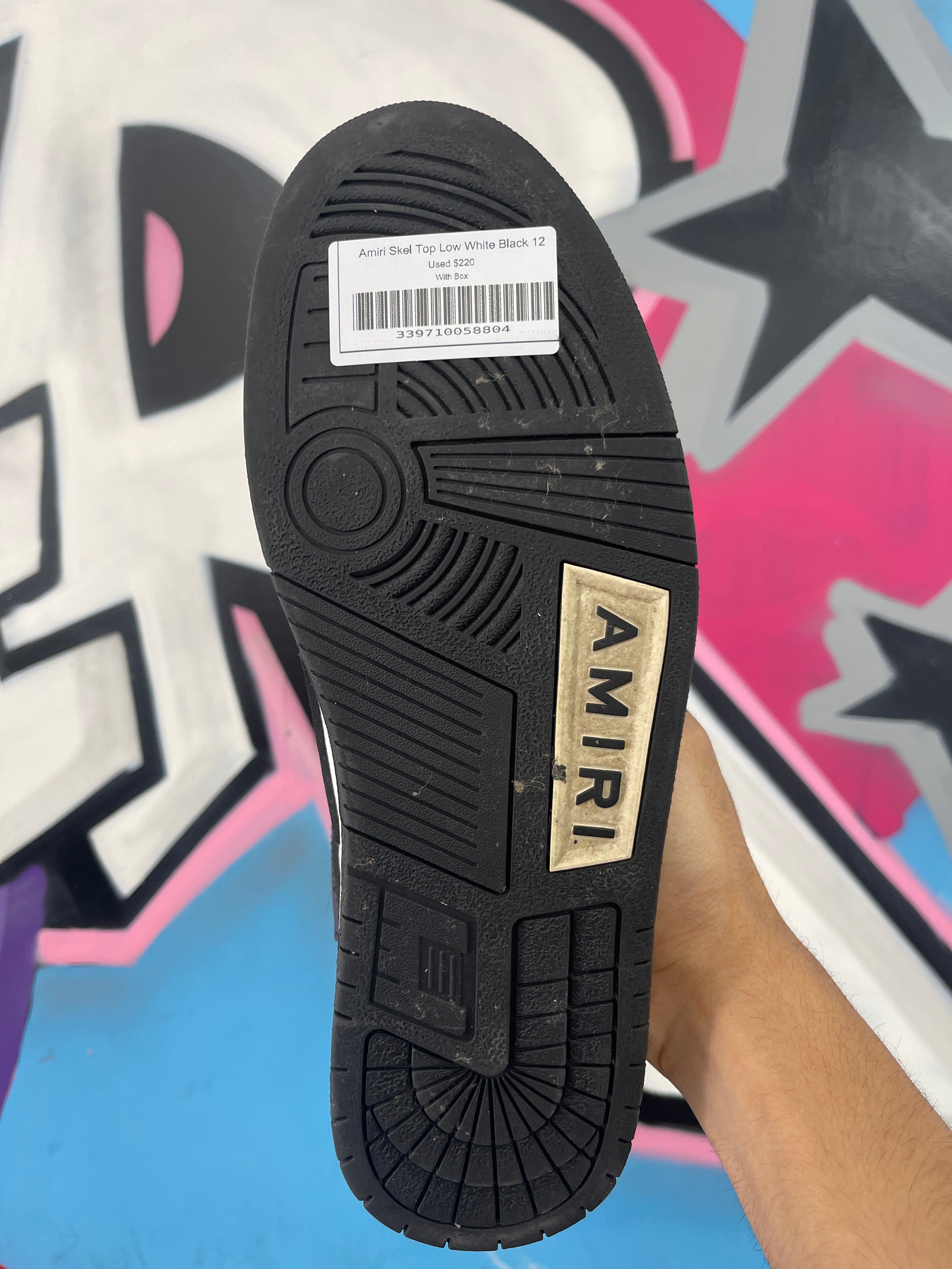 Amiri Skel Top Low White Black Used 12 With Box