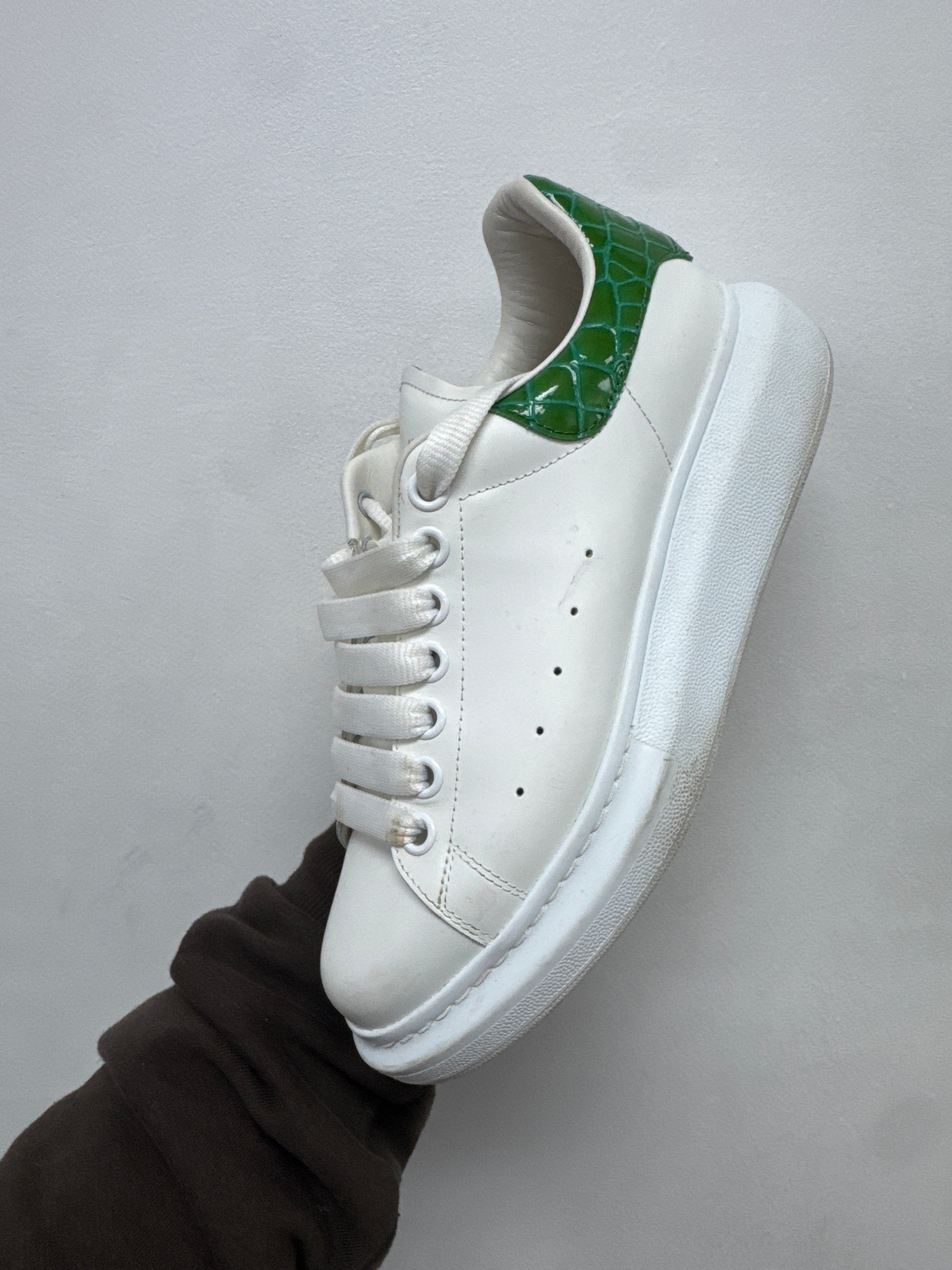 Alexander Mcqueen White Green Croc Sneakers