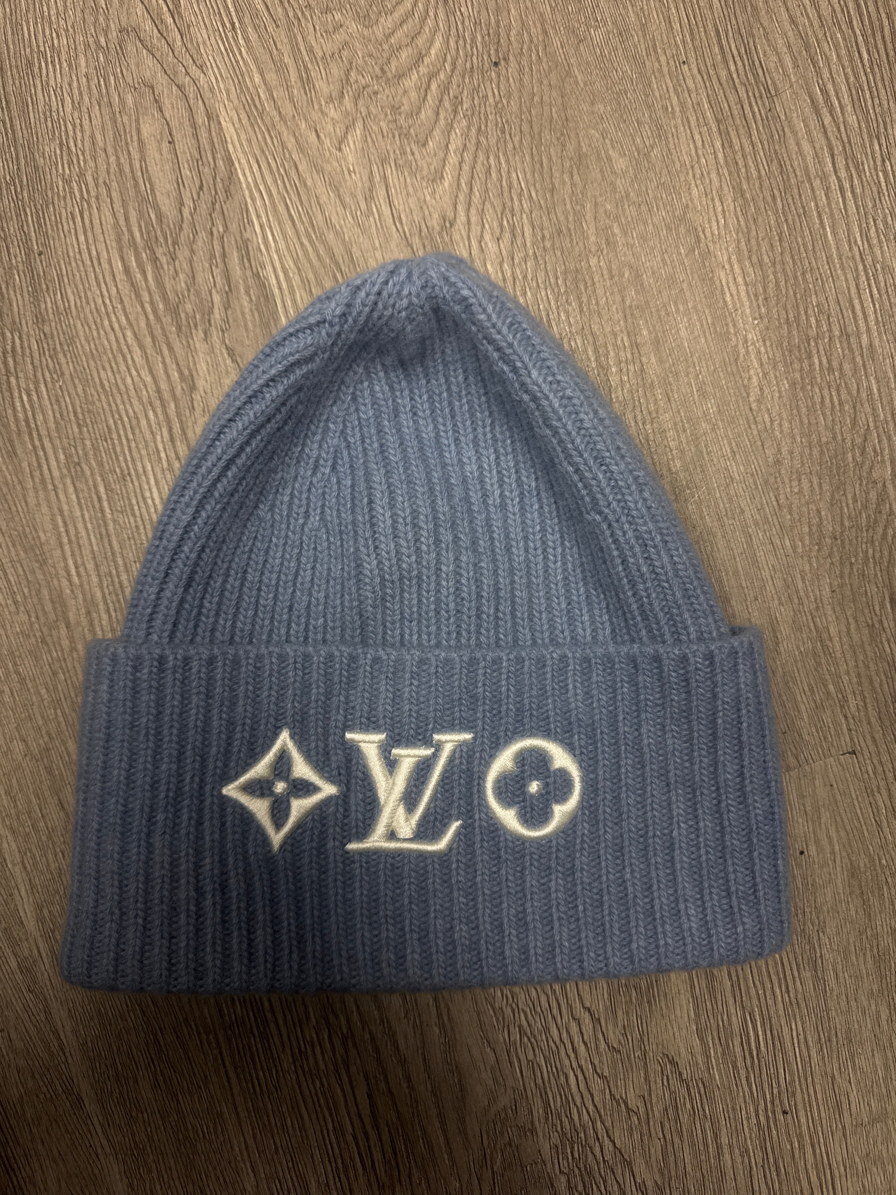 Louis Vuitton Baby Blue Cream Headline Beanie